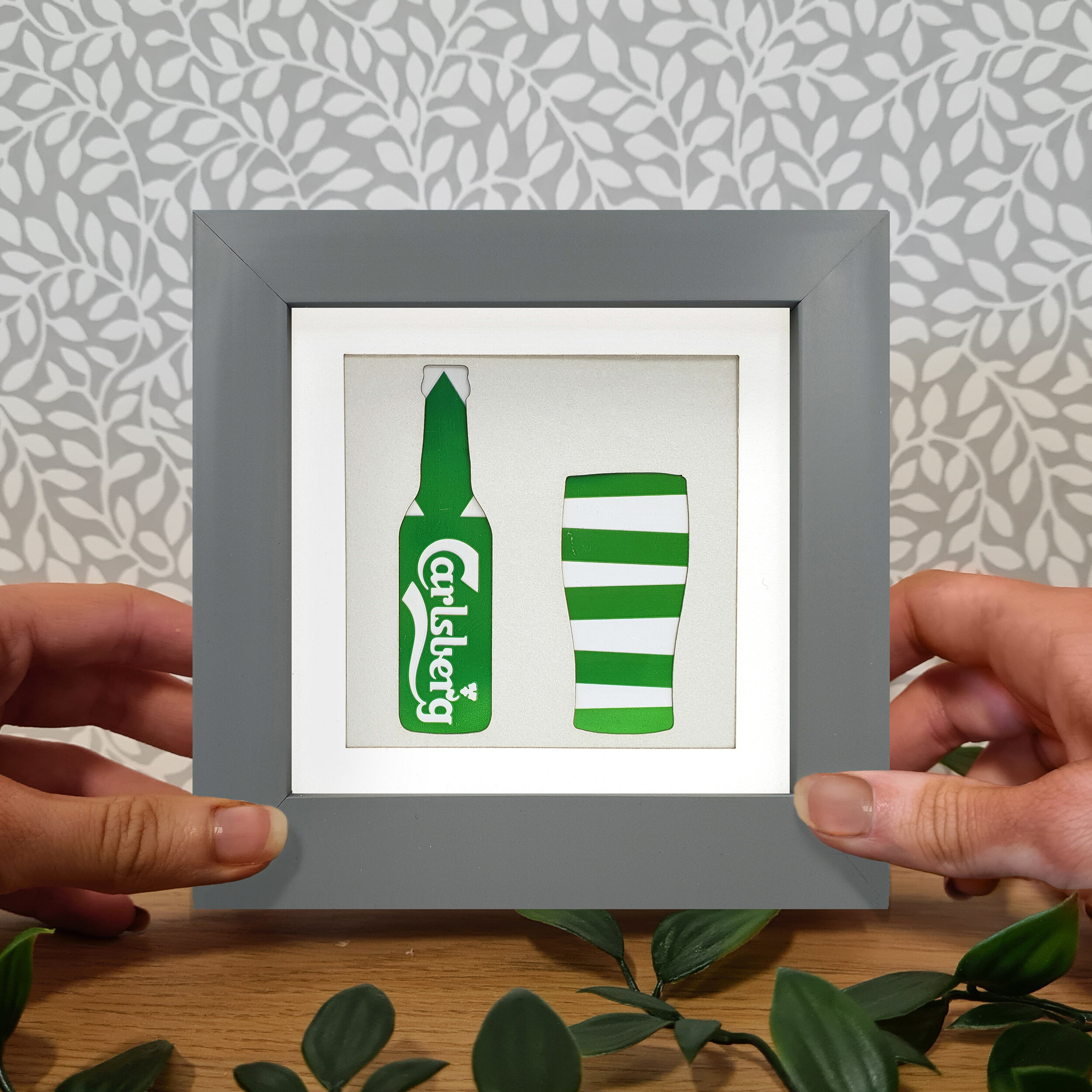 Green and white contemporary beverage eco art design 