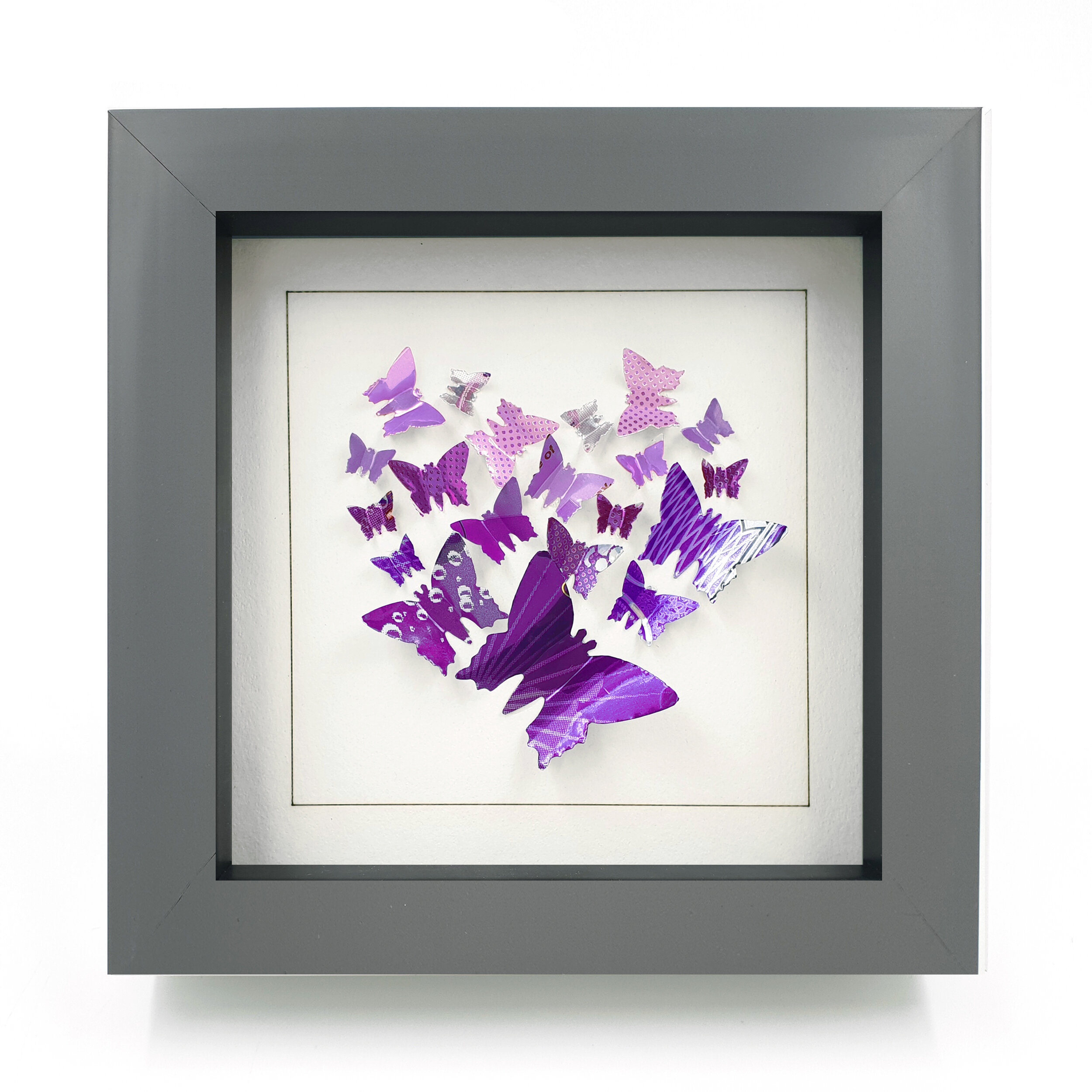 Purple heart butterfly pattern eco-friendly house decoration grey frame