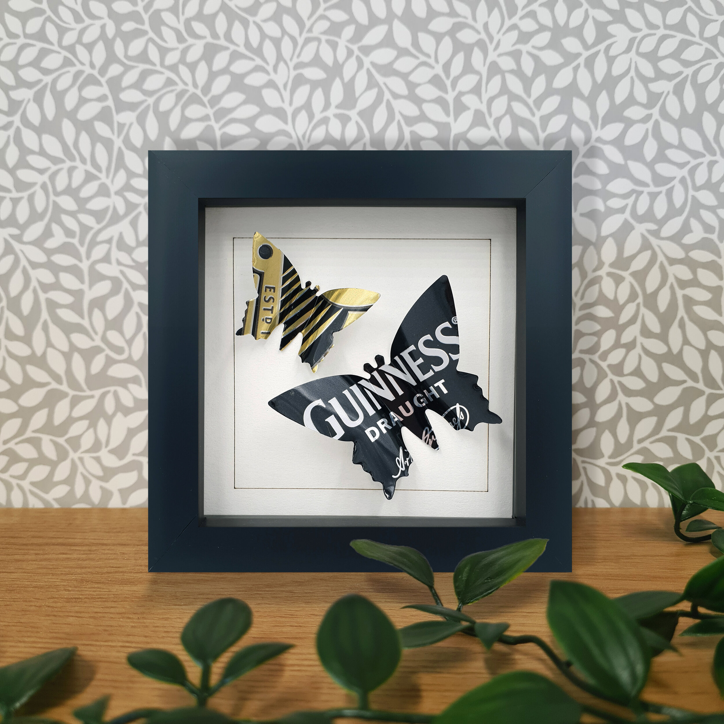 Black and gold double butterfly wall art
