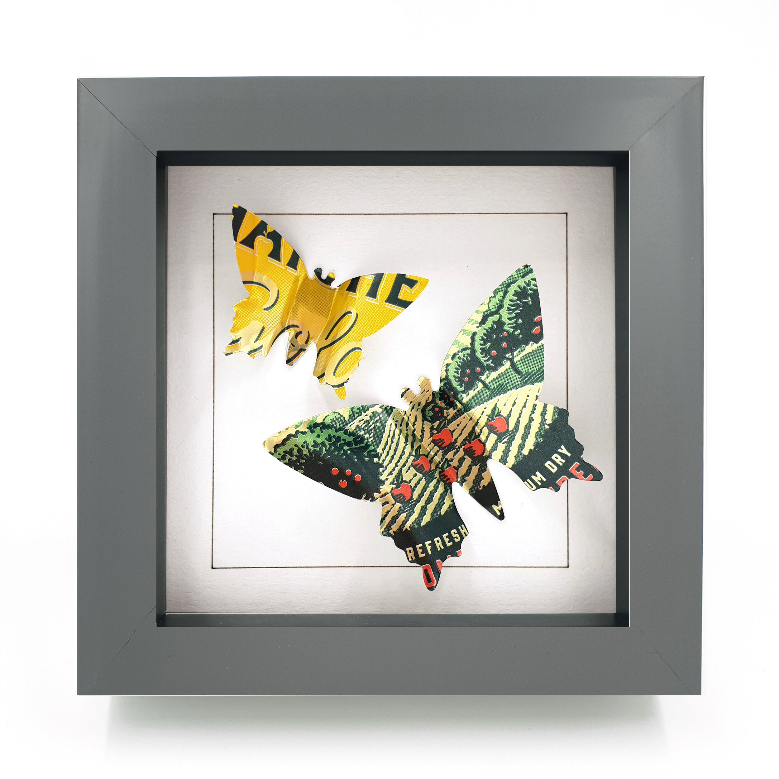 Double butterfly creative wall art grey frame