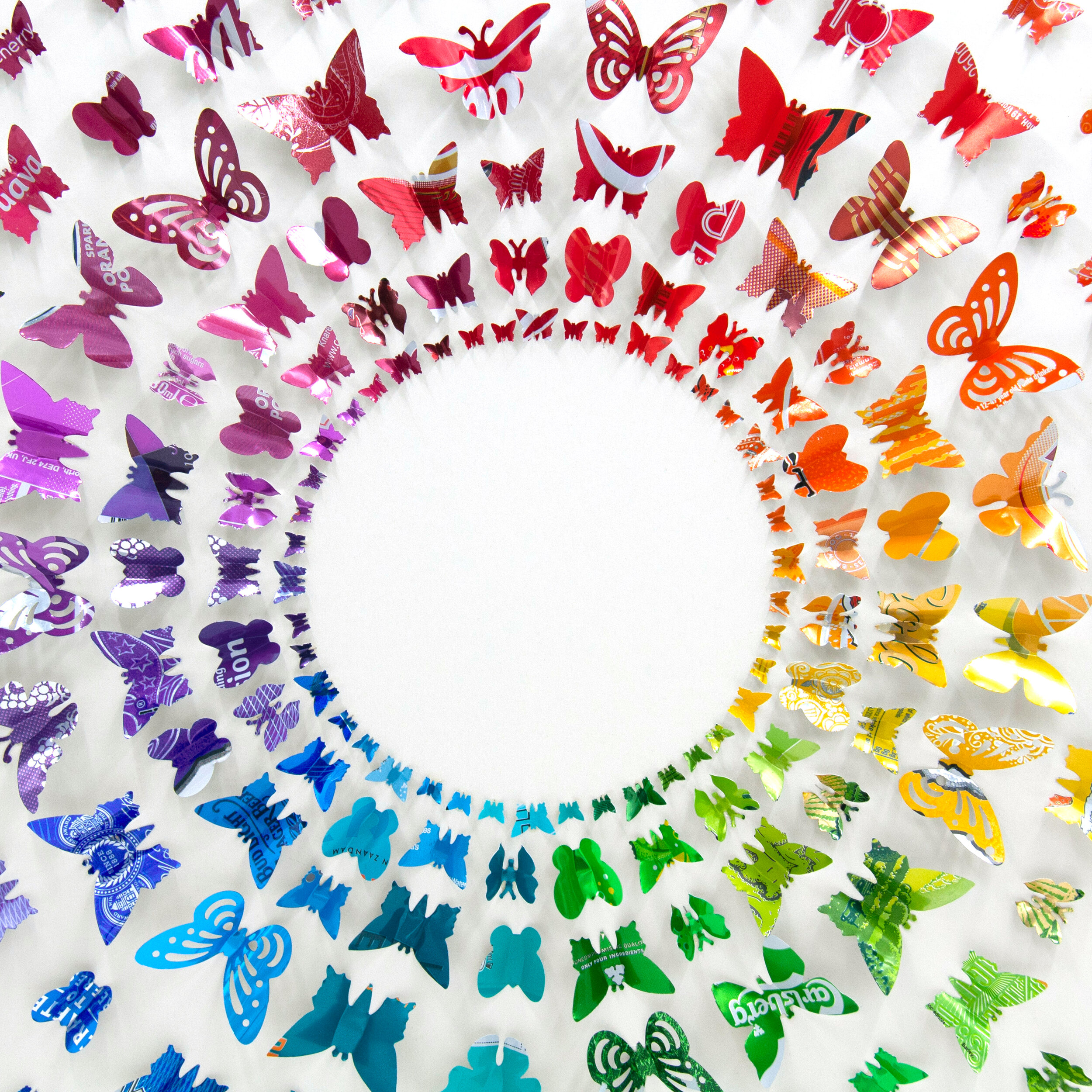 Rainbow Clockwise Butterfly Circle 3D can art 