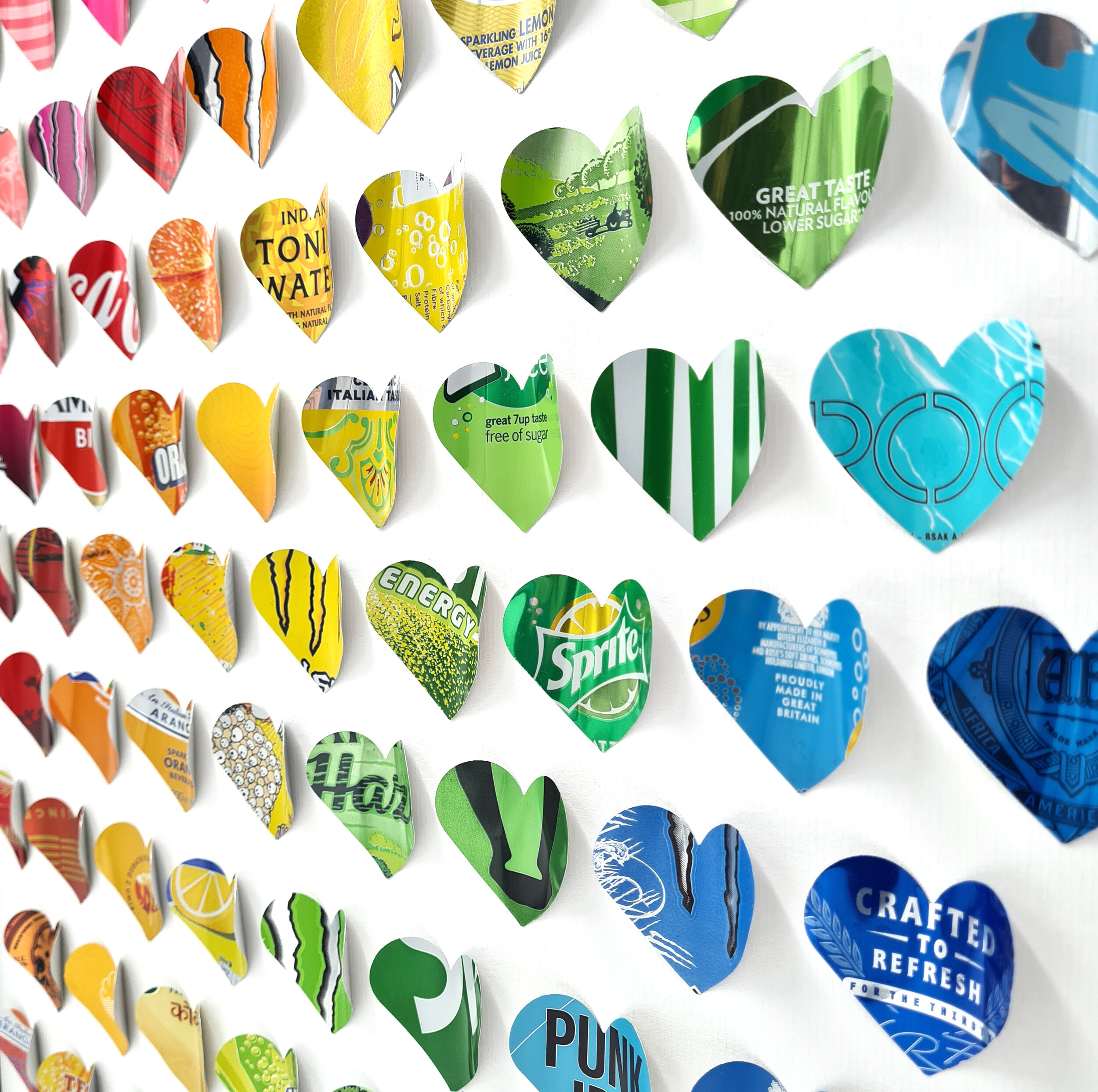 Rainbow Hearts curved heart wall art