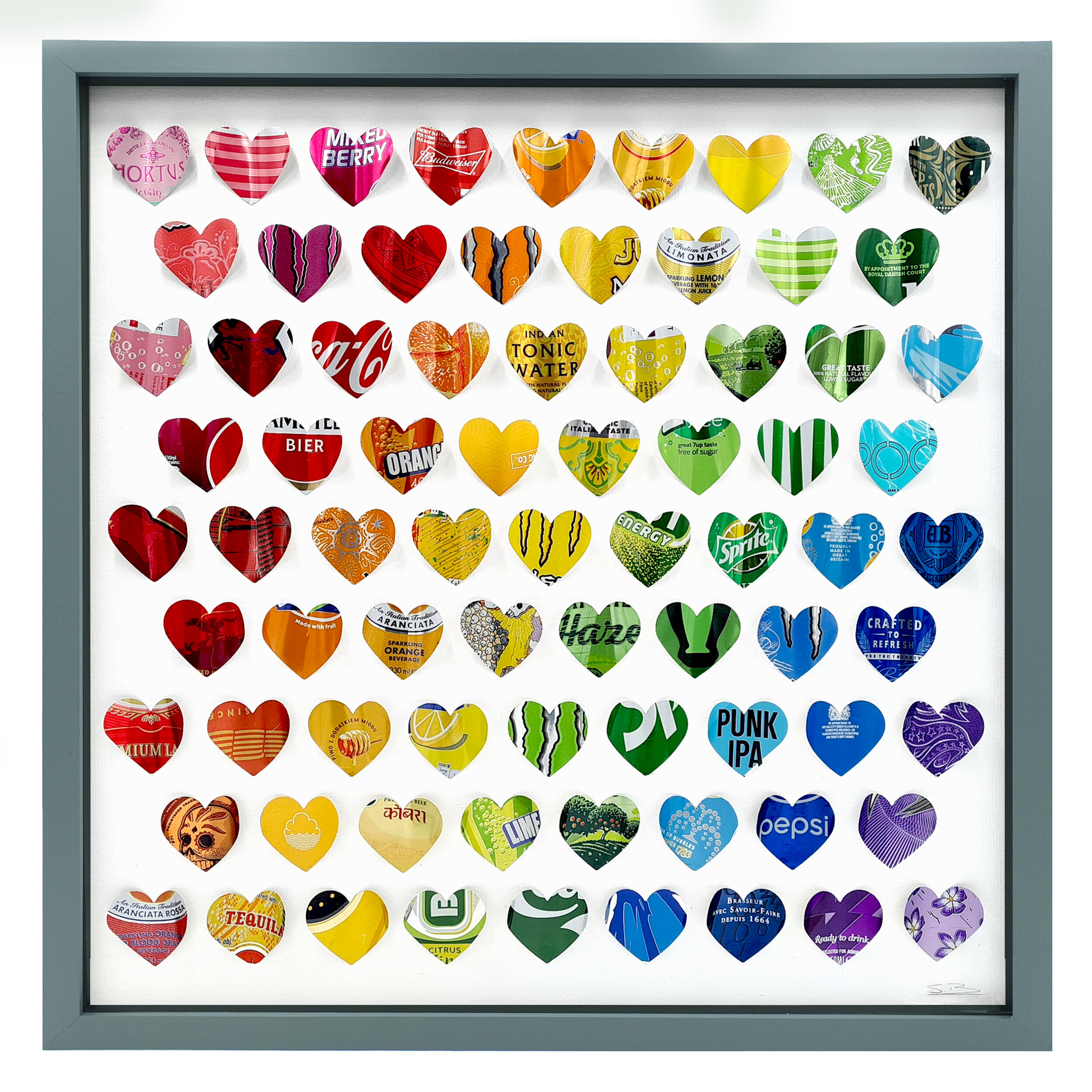 Rainbow Hearts curved heart wall art