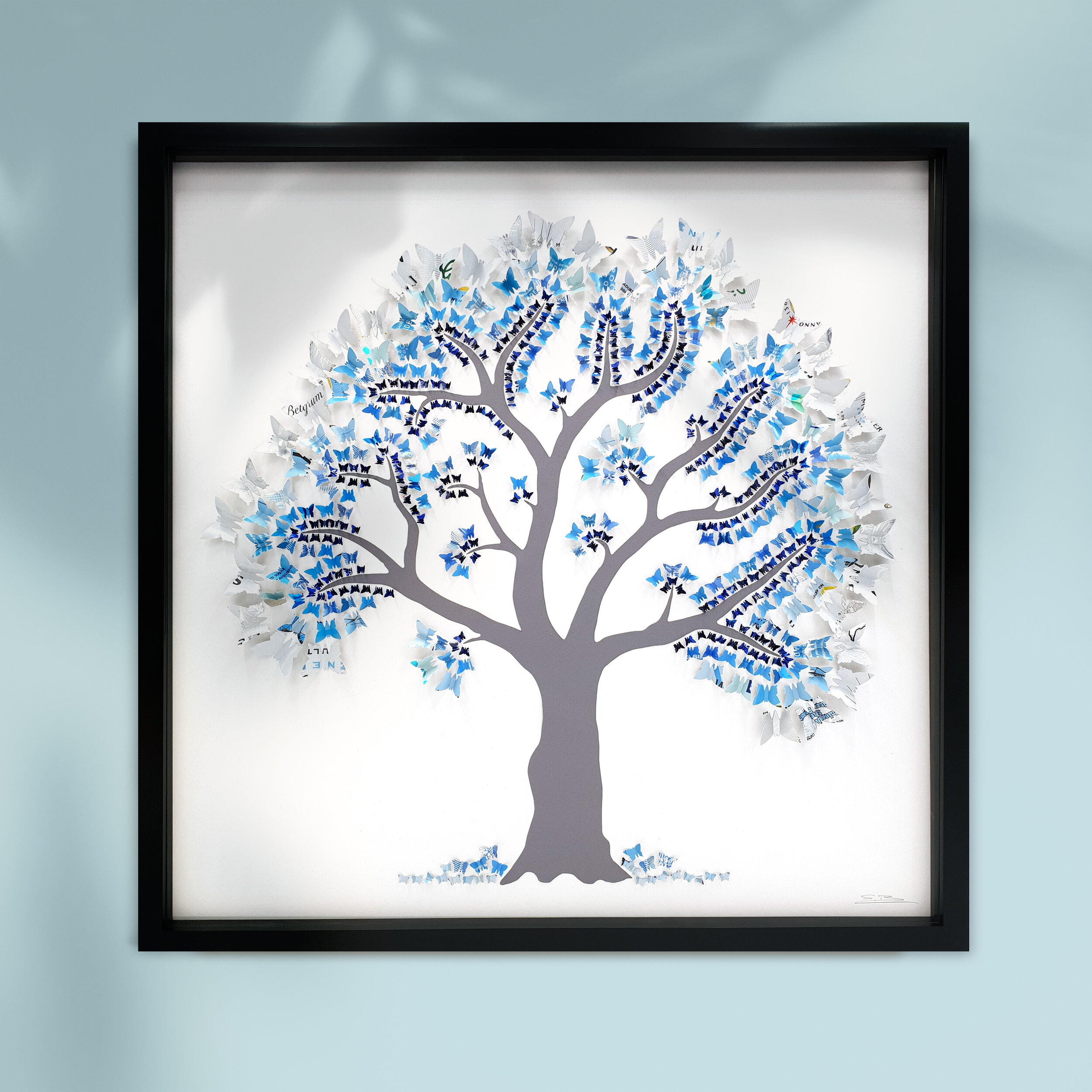 Winter Butterfly Tree blue butterfly eco can wall design