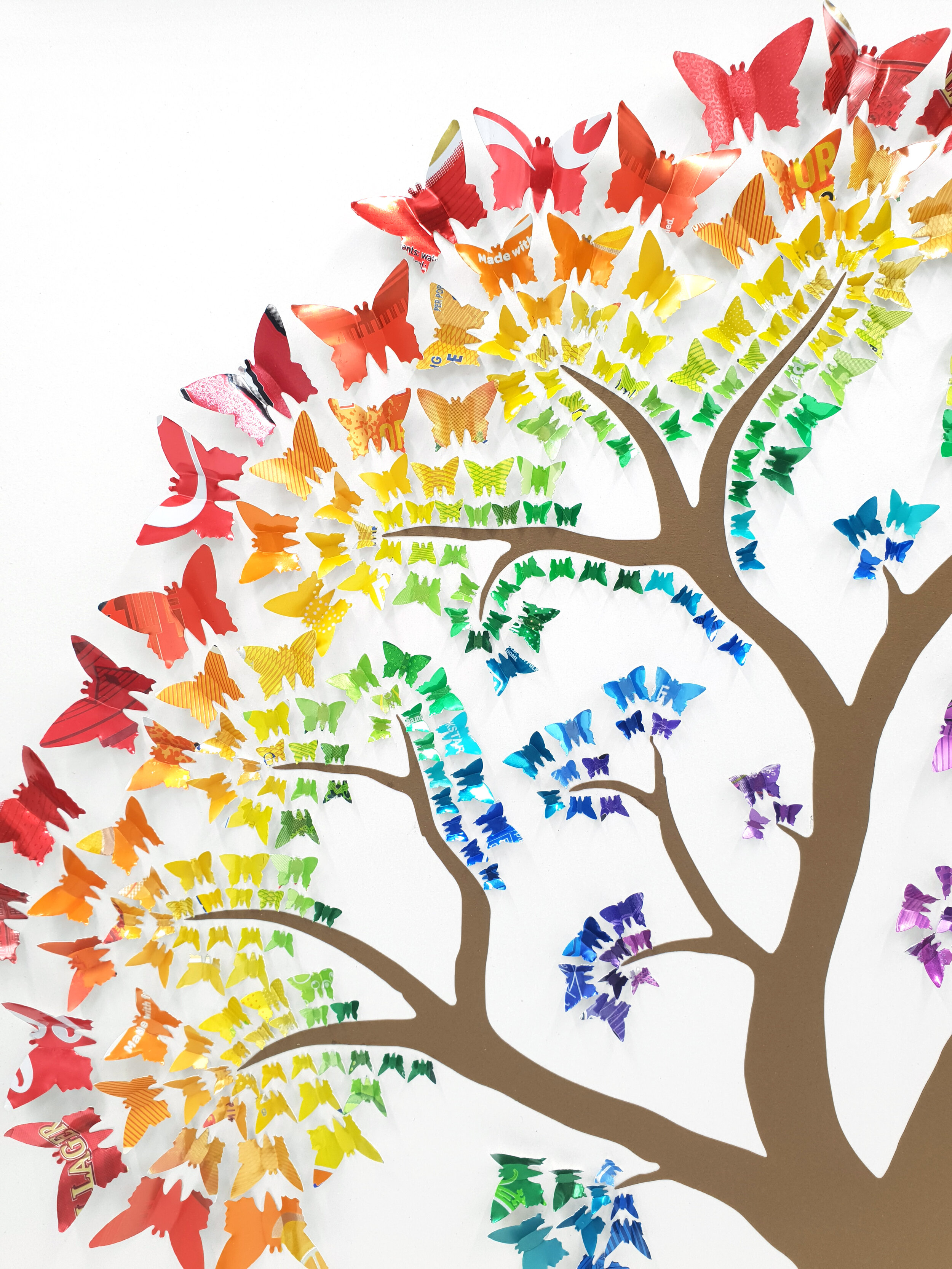 Rainbow Butterfly Tree colourful creative can eco art
