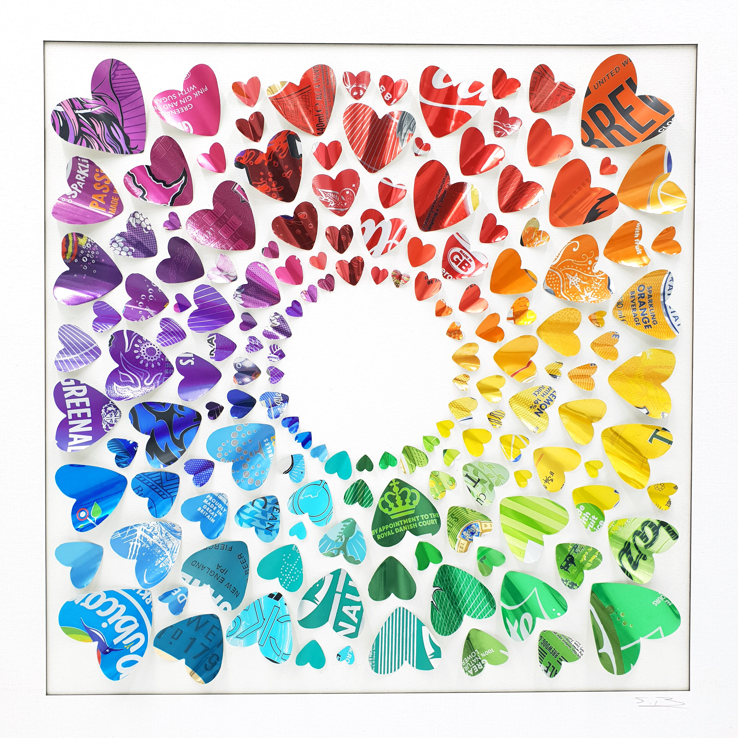 Rainbow Hearts Circle colourful eco art 