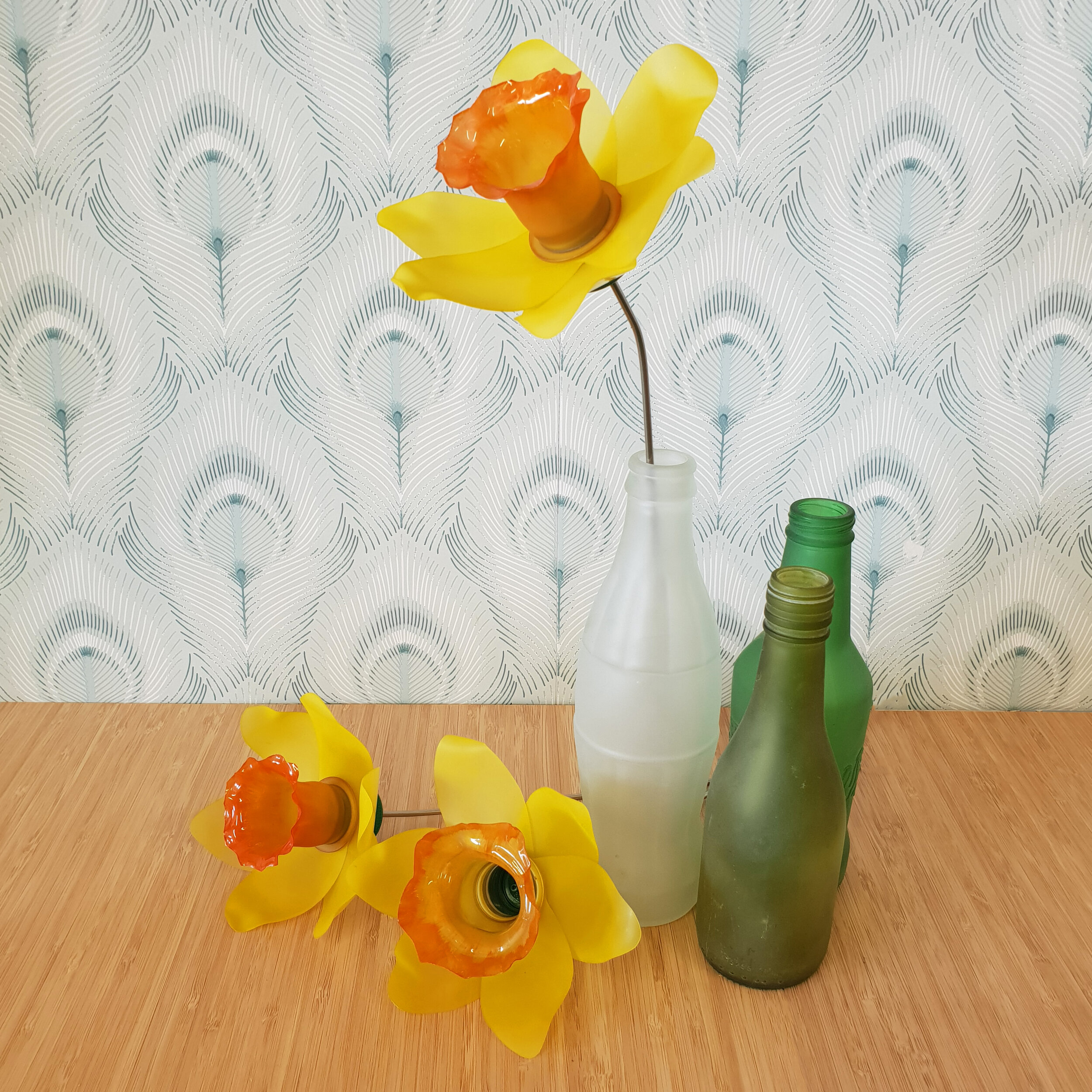 Plastic Bottle Daffodils sustainable yellow flowers