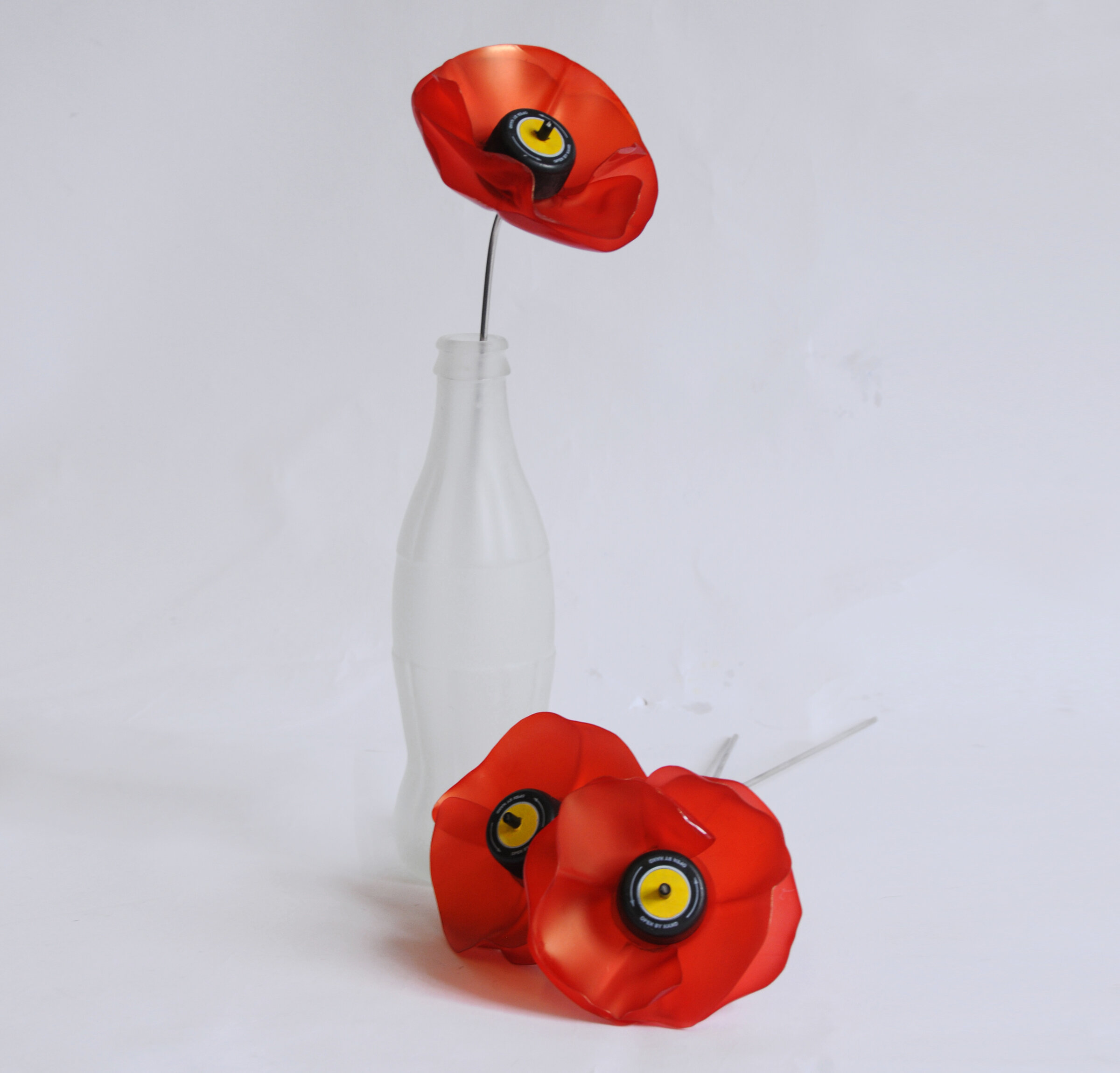 Plastic Bottle Poppies red sustainable upcycled plastic bottle