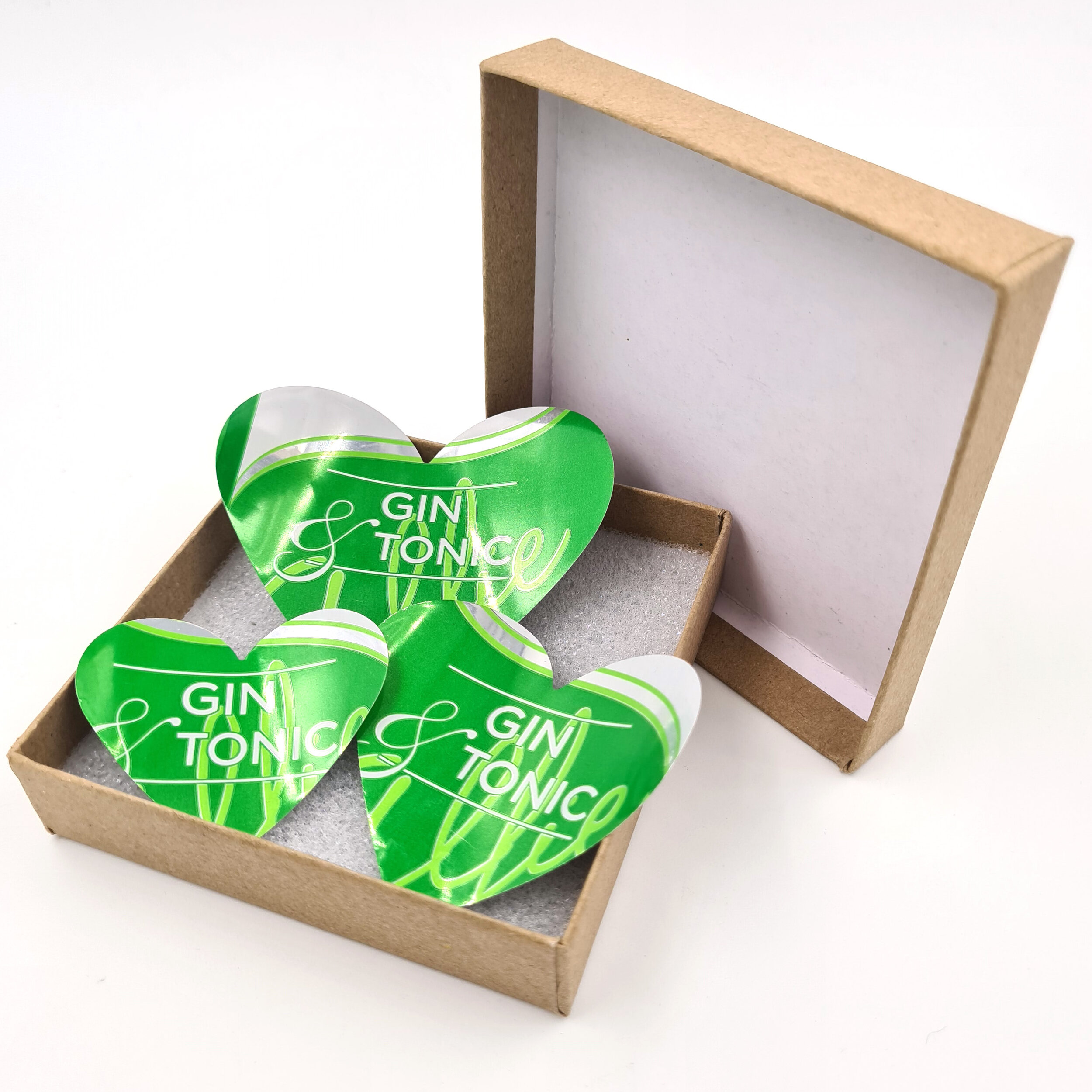 Gin &amp; Tonic Heart Can Magnets Eco art in sustainable box 