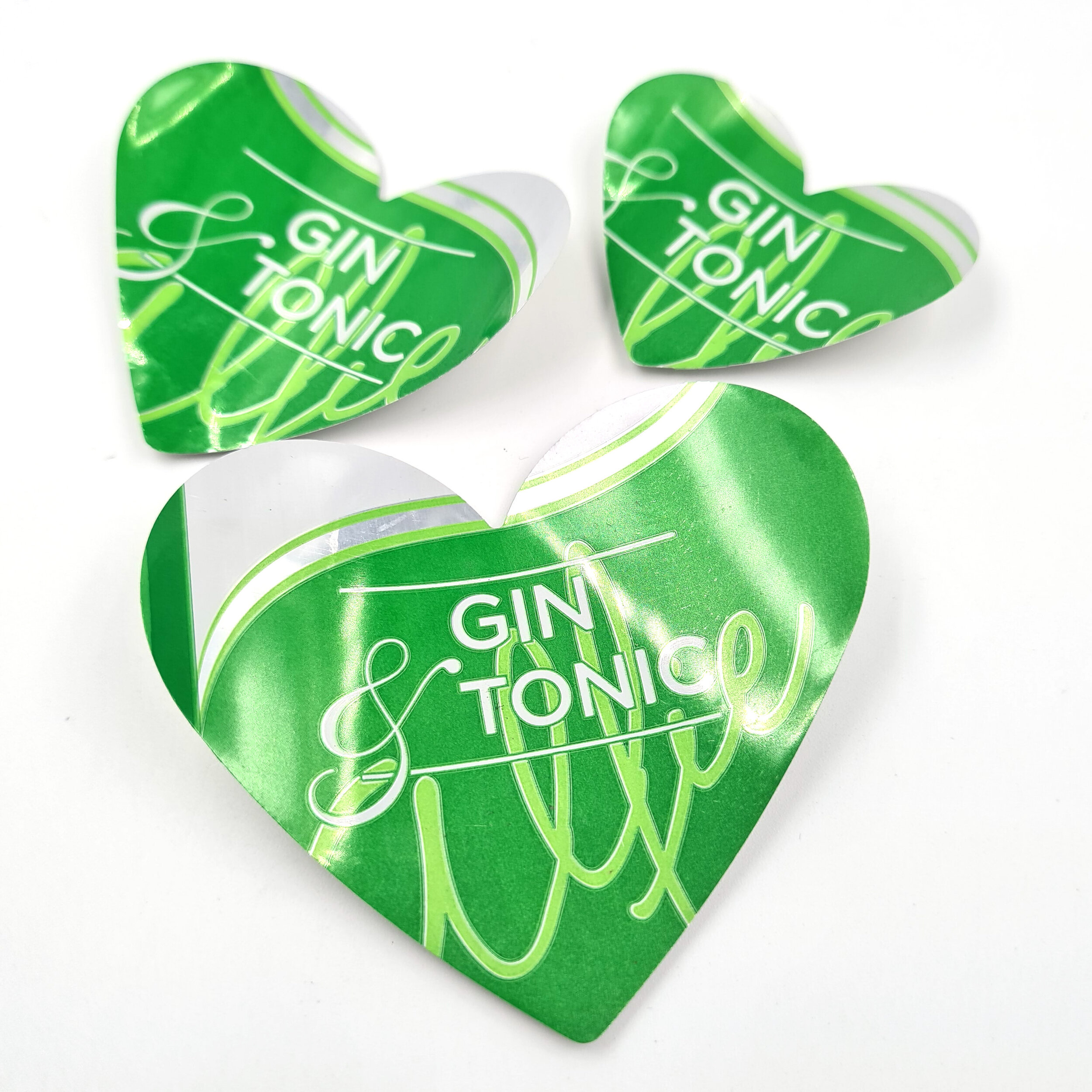 Three Gin &amp; Tonic Heart Can Magnets Eco art 