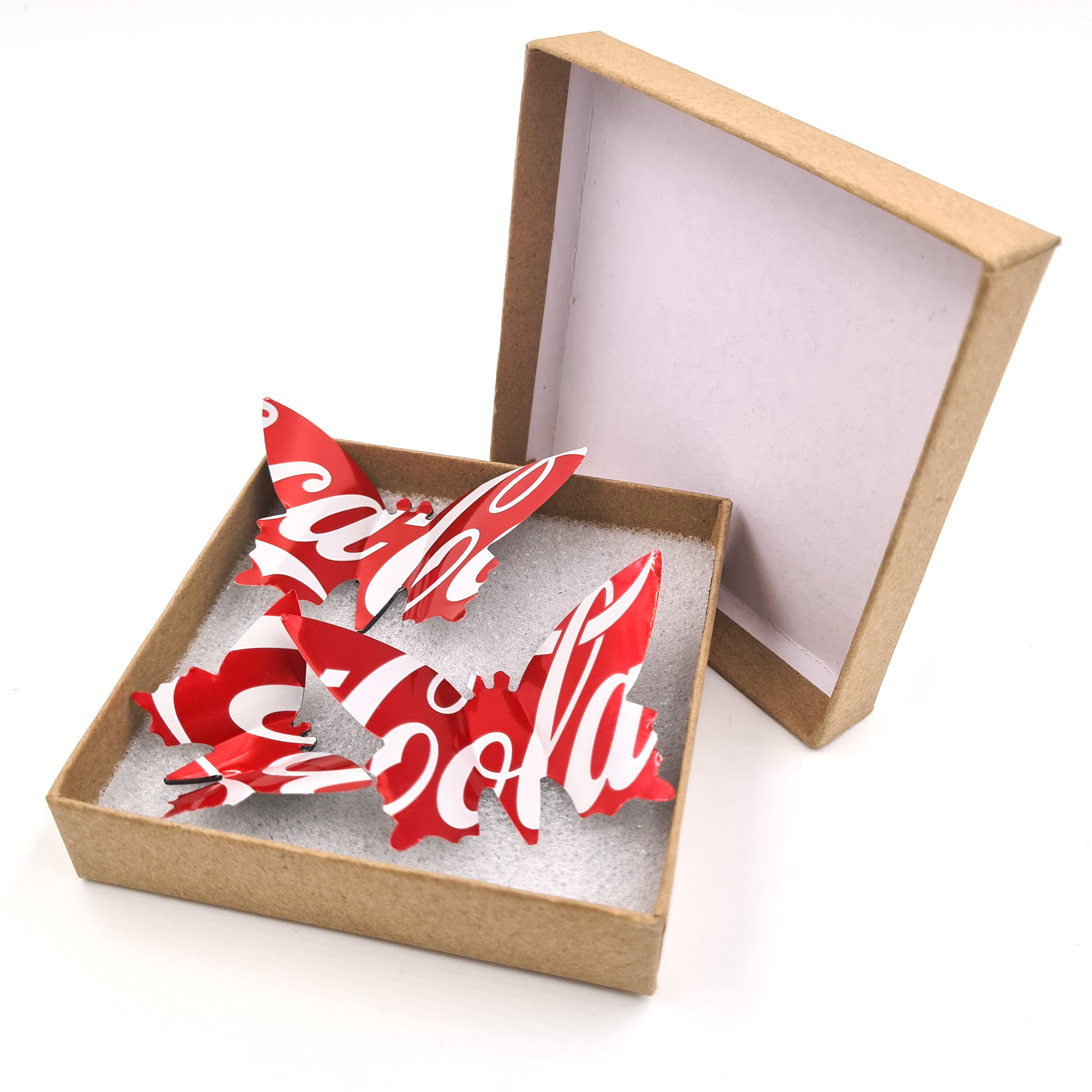 Coca-Cola Butterfly upcycled Can Magnets in eco friendly box