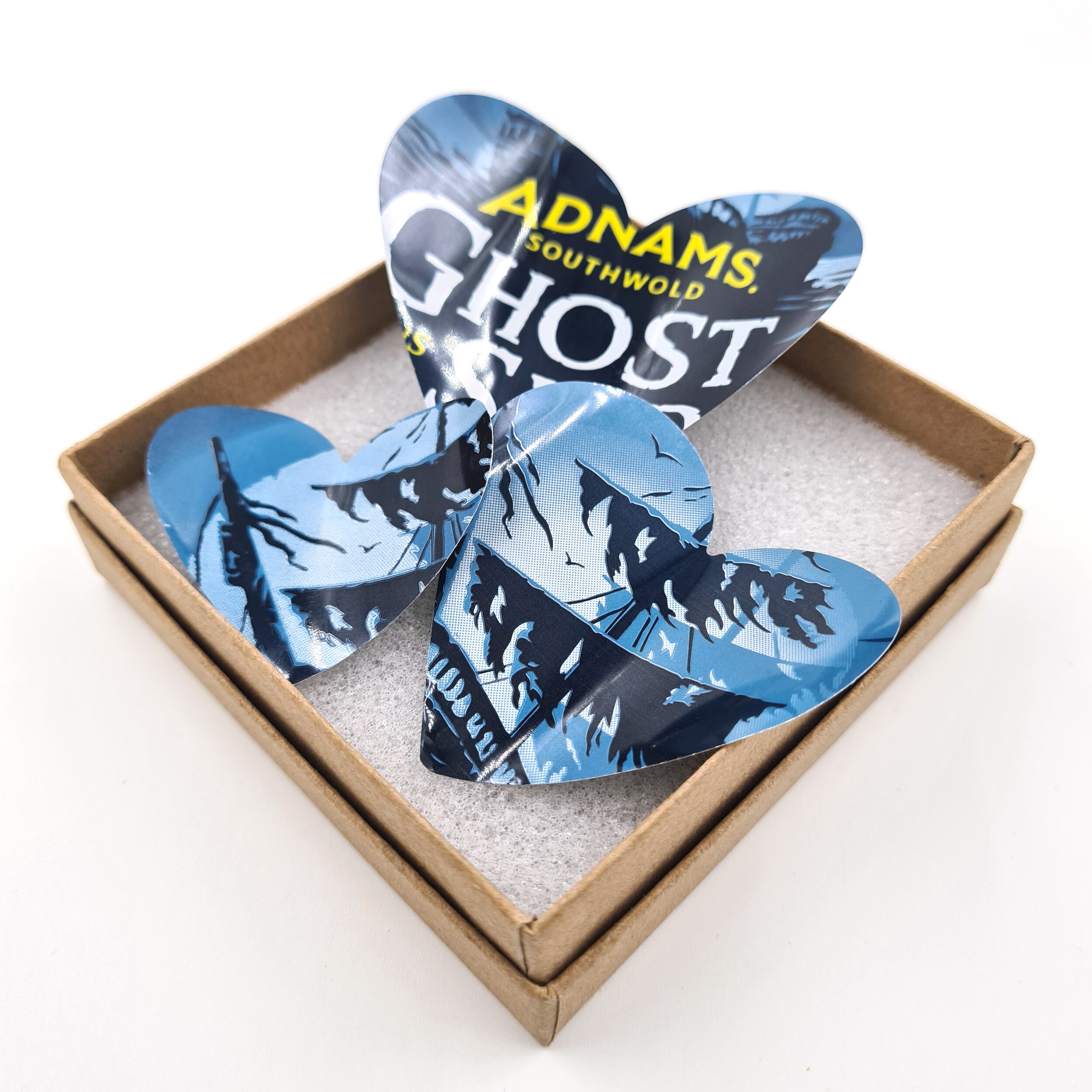 Hand made Three Adnams Heart Can Magnets in box 