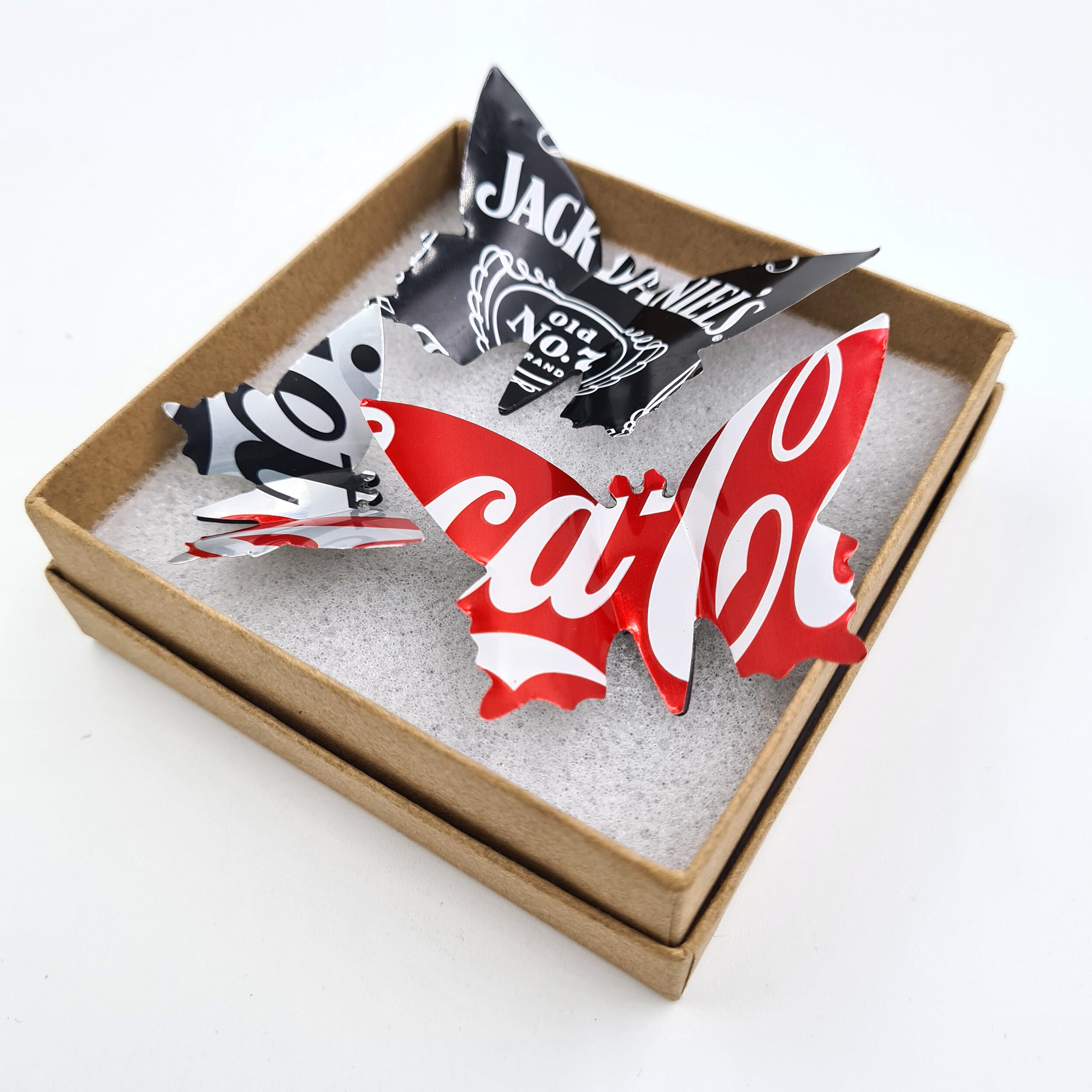 Jack Daniels, Coca-Cola &amp; Diet Coke red black and silver eco Butterfly Can Magnets 