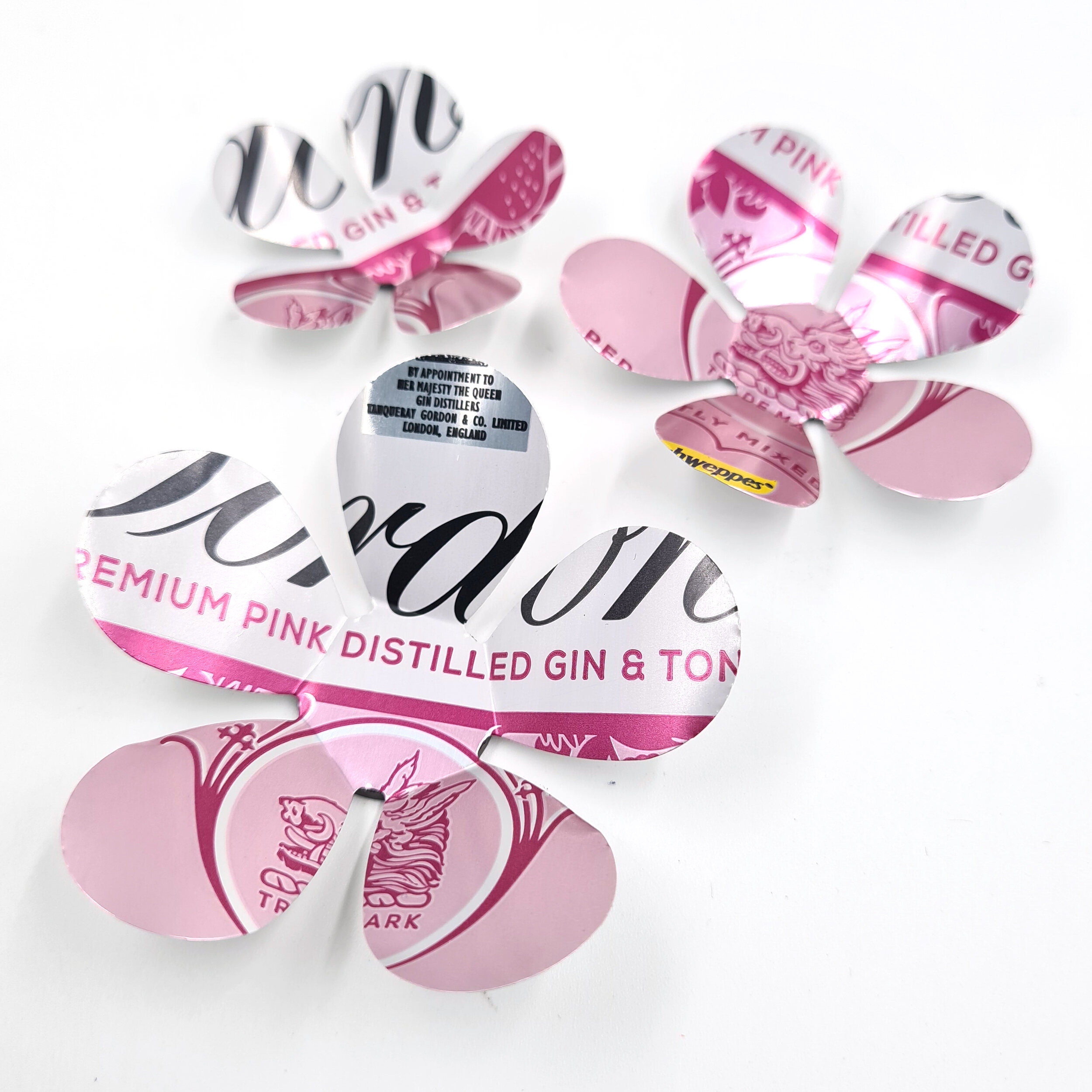 Pink and white eco Gin Can Flower Magnets 