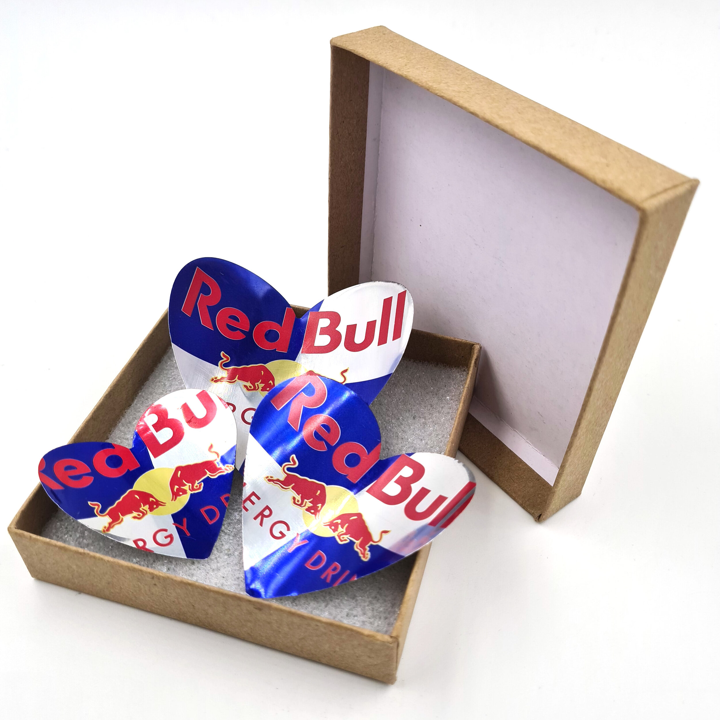 Redbull blue red and silver Heart Can Magnets in box