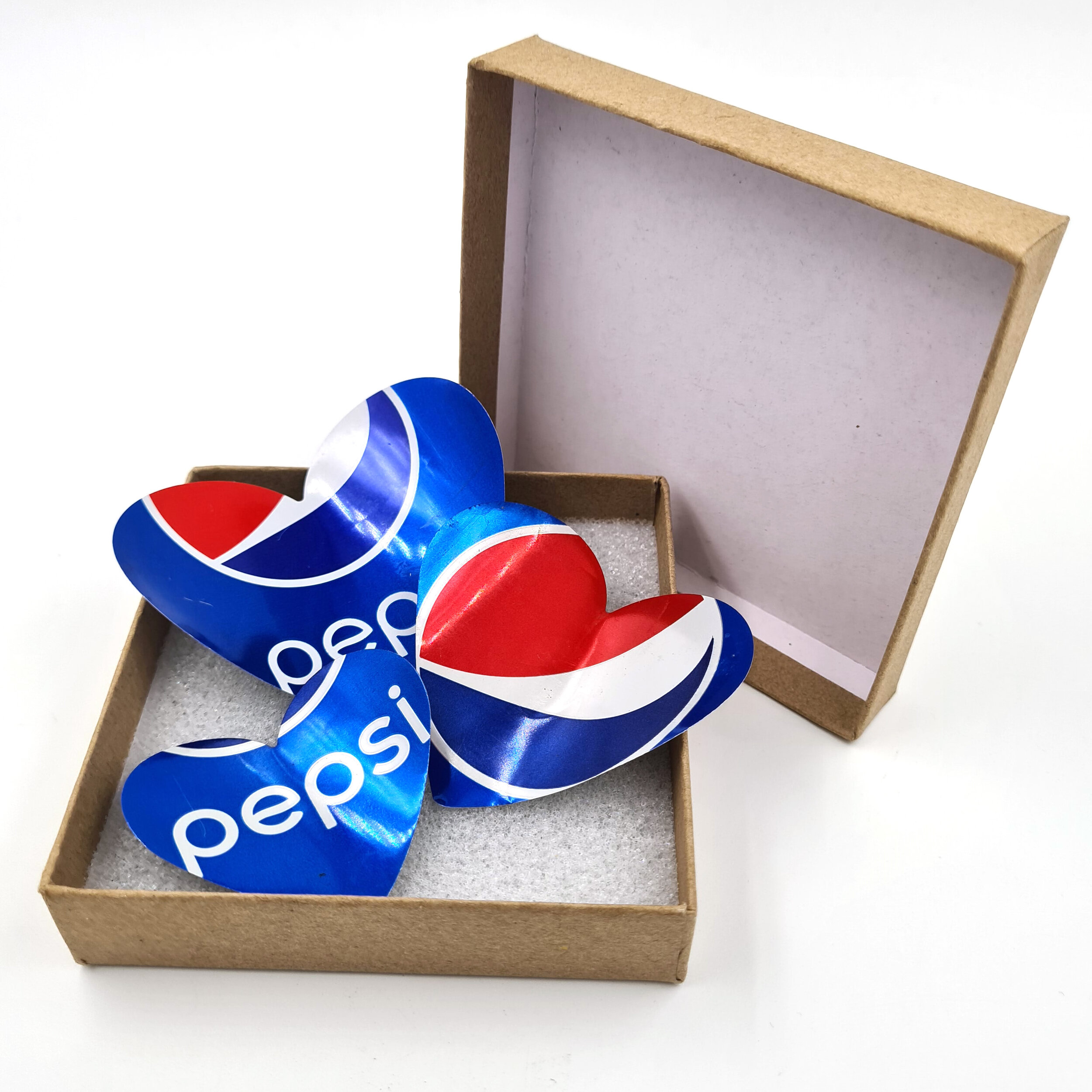 Pepsi red blue and white Heart Can Magnets in box