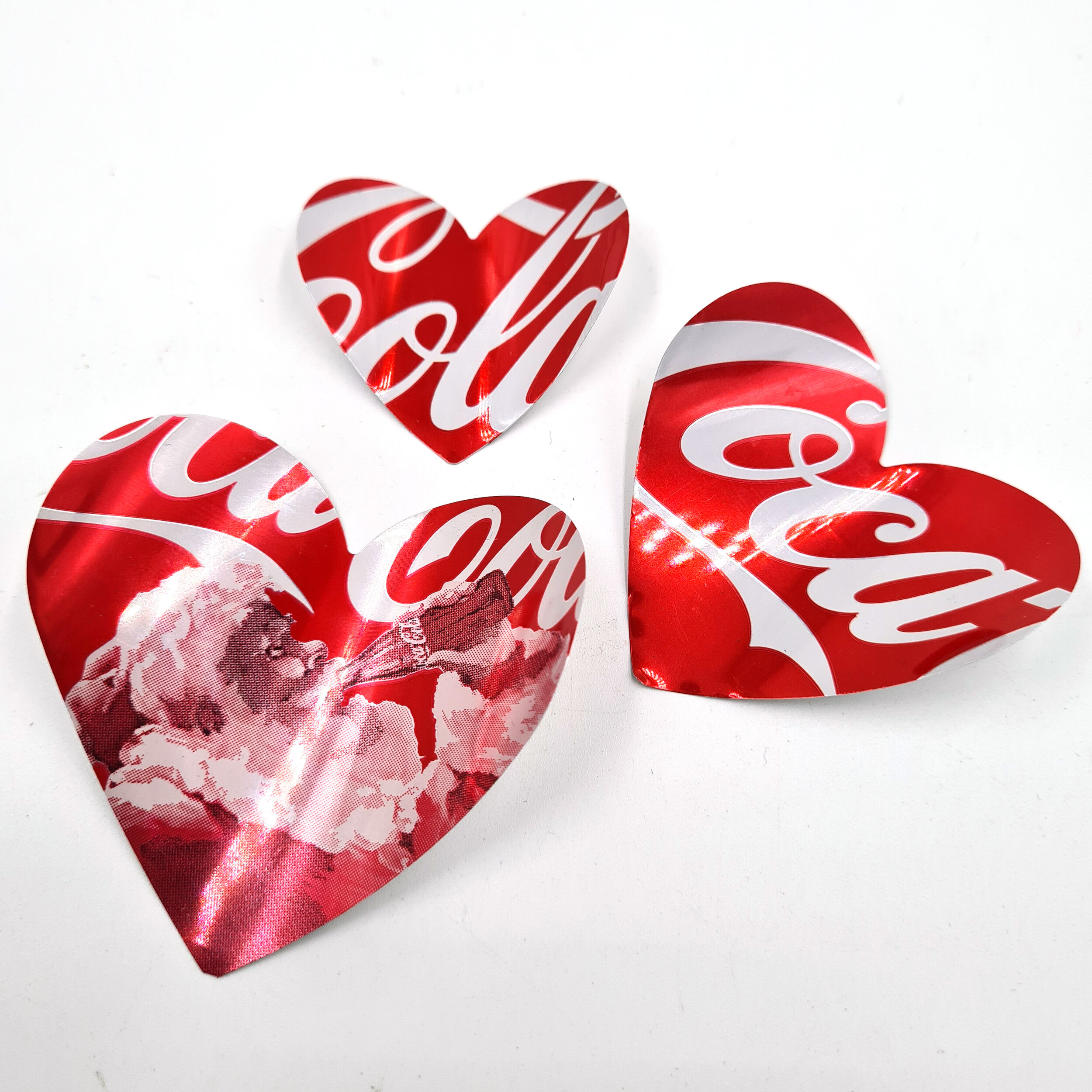 Special festive Santa Coca-Cola hand made Heart Can Magnets