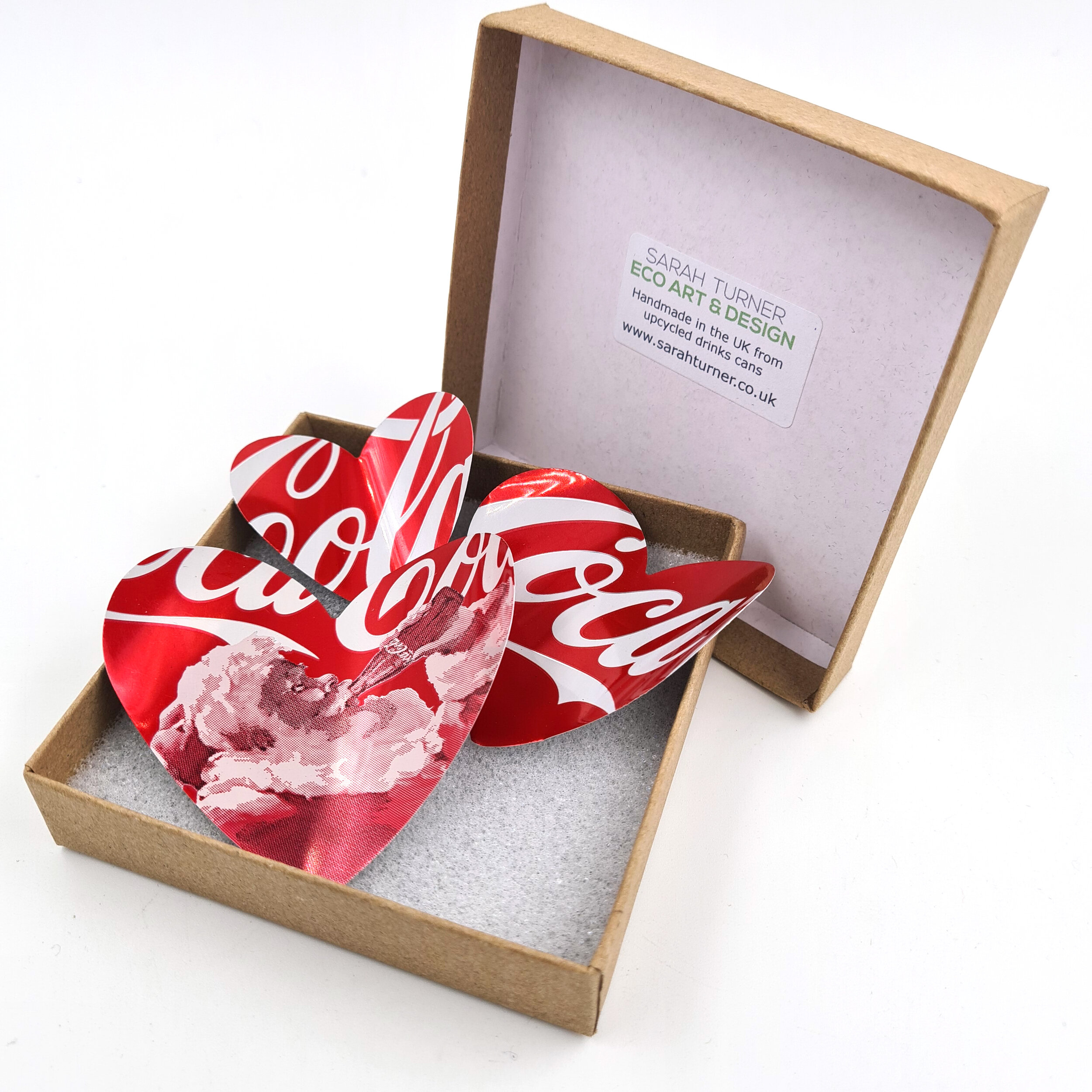 Special festive Santa Coca-Cola hand made Heart Can Magnets in sustainable box 