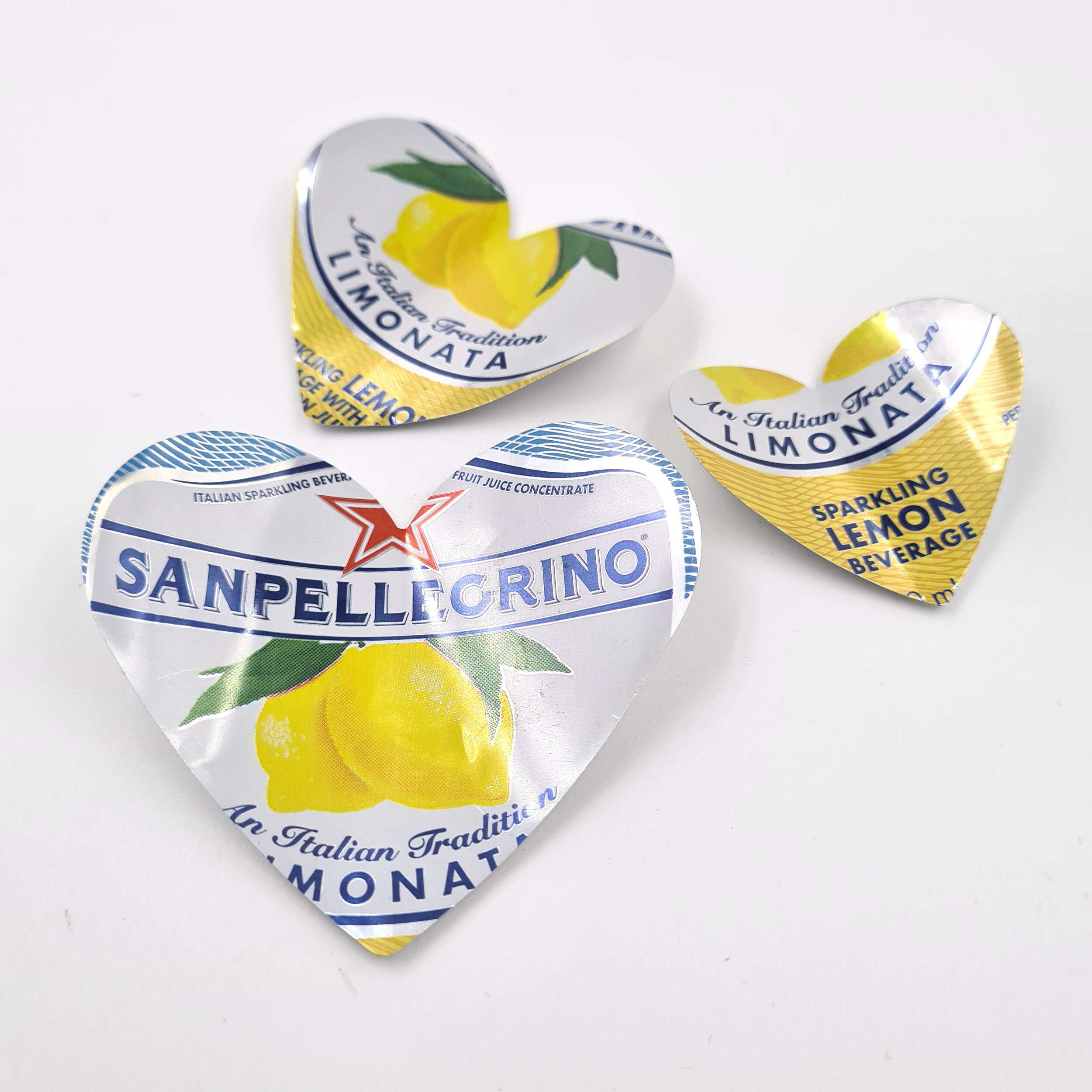 Yellow San Pellegrino Heart Can Magnets sustainable decoration