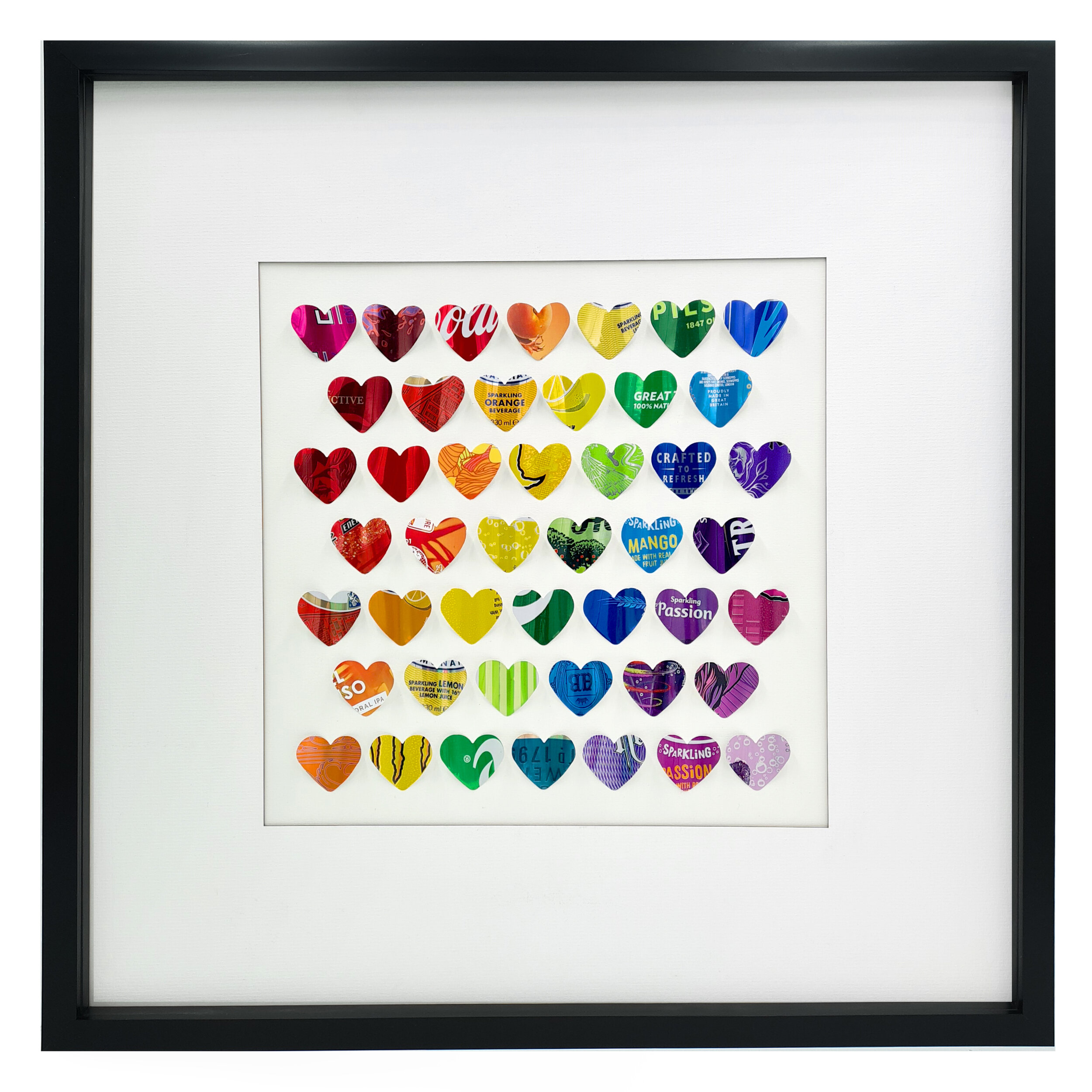 Rainbow Heart art made from recycled materials