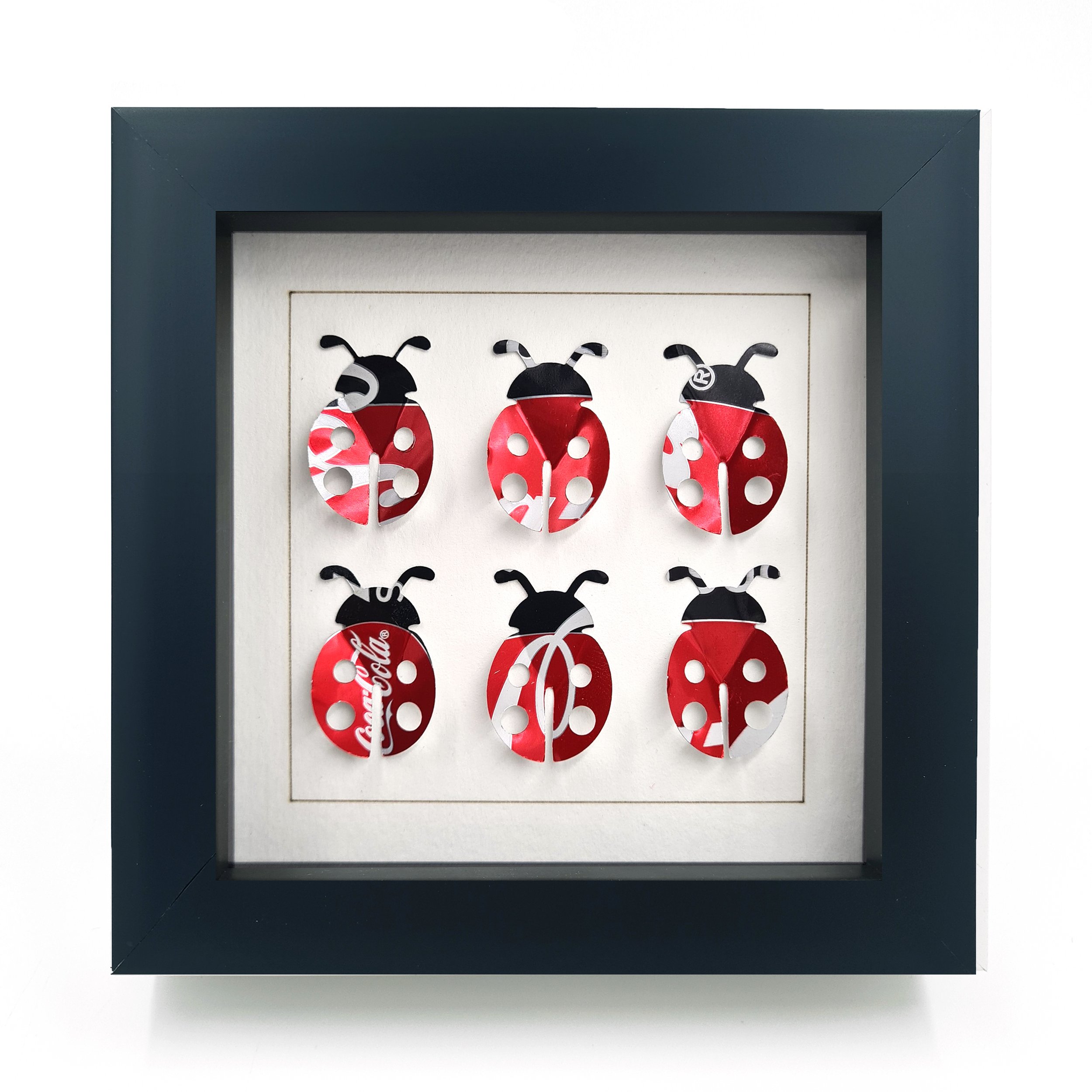 Ladybird upcycled can art black frame.jpg