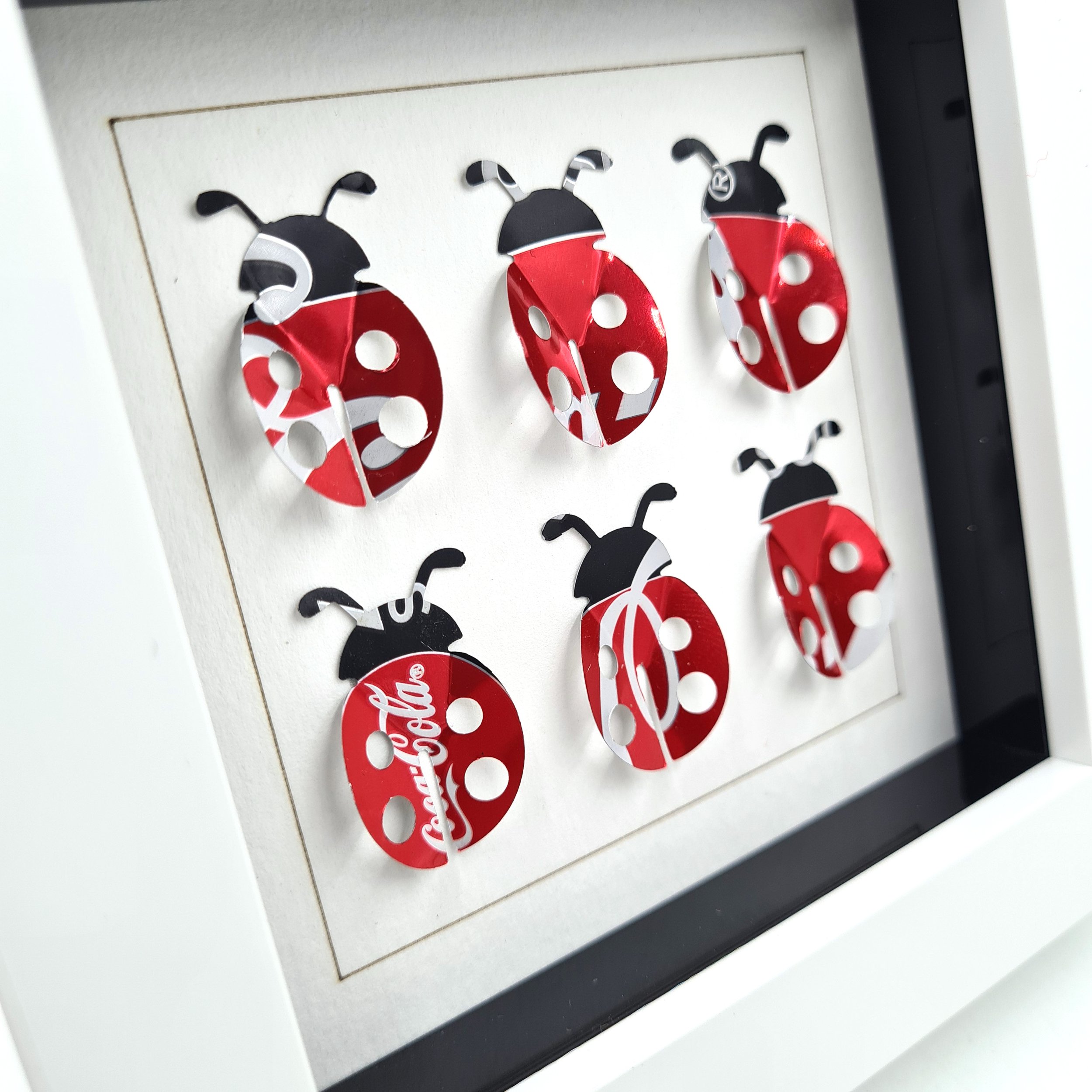 Ladybird upcycled can art white frame close up 2.jpg