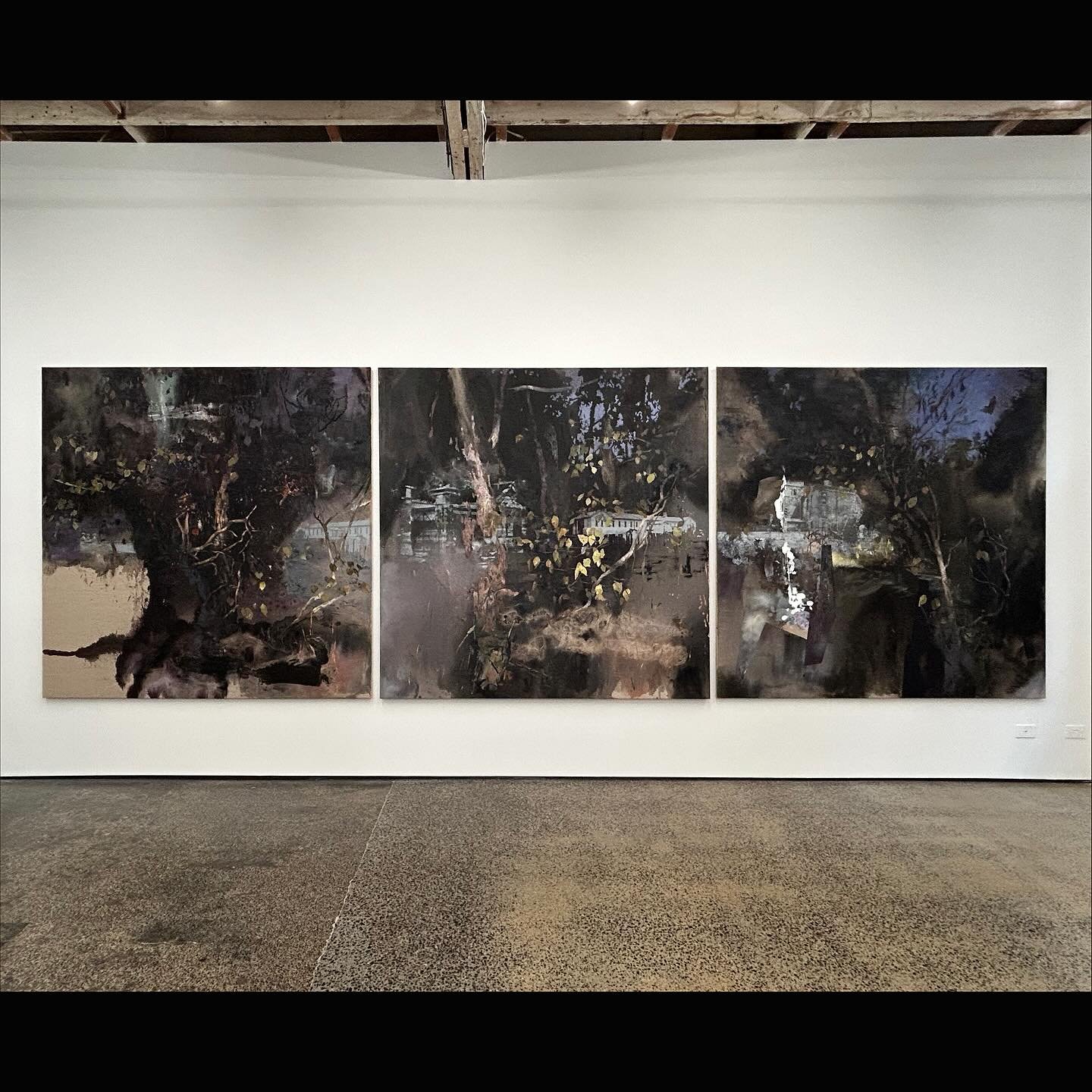 Last days:
Sarah Scout Presents
Greg Creek: Paintings 
7 June to 13 July
Wednesday - Saturdays, 12-5pm
@sarahscoutpresents 

Ha Ha-Theatre painting
3 panels; each 198.5 x 198.5cm, oil, acrylic on cut linen: plus details