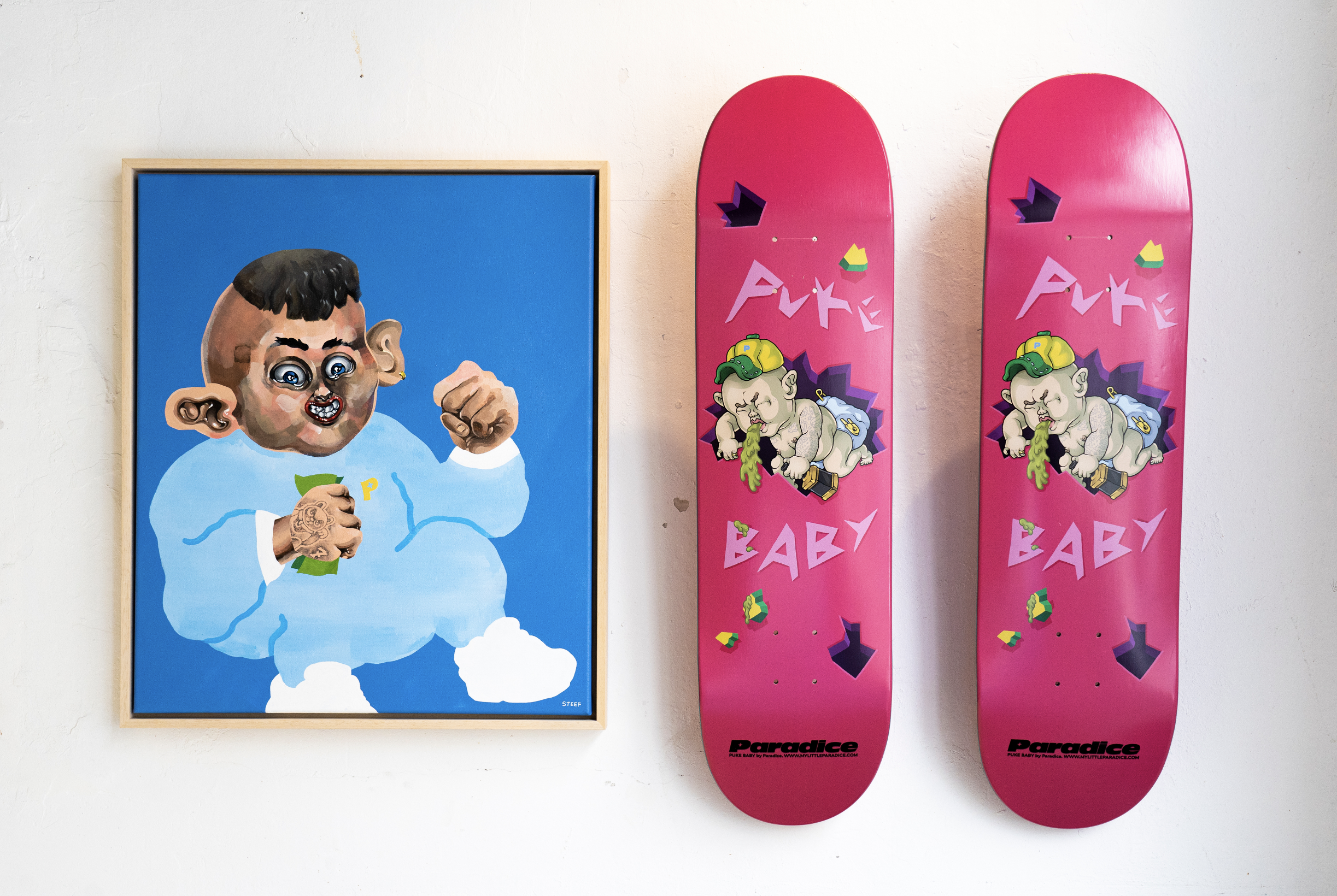 Life's a Gamble painting + PUKE BABY BOARD