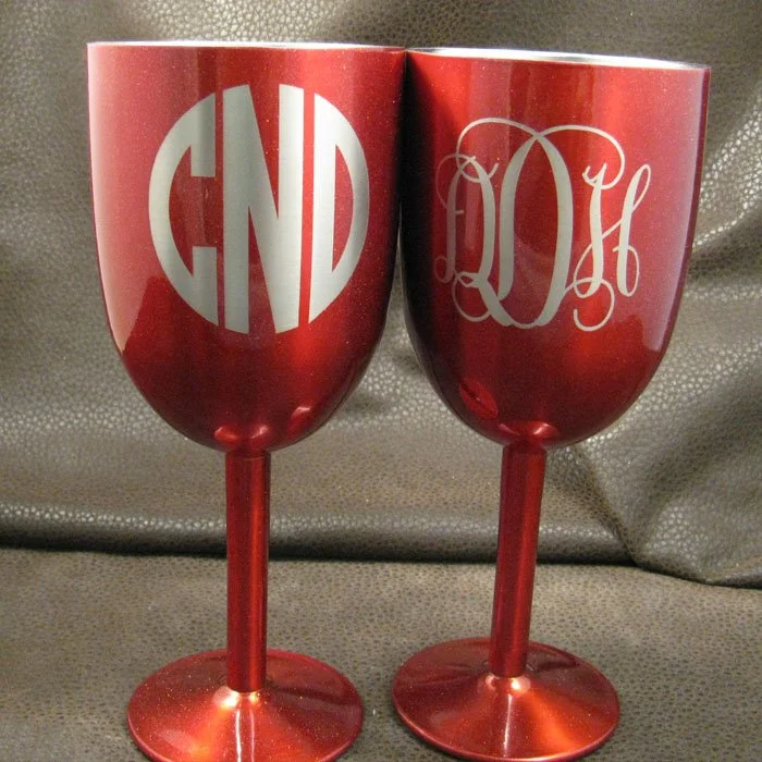 monogram stainless steel wine glass