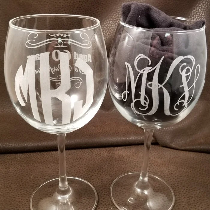 custom monogram wine glass