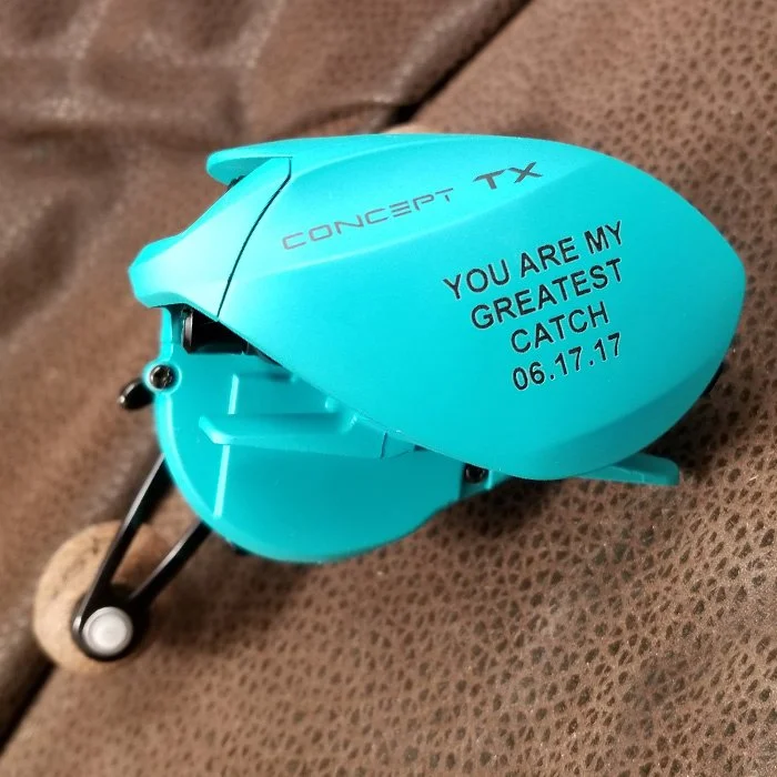 custom engraved personalized fishing reel