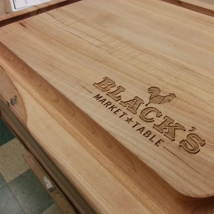 custom engraved market table - personalized wood burning