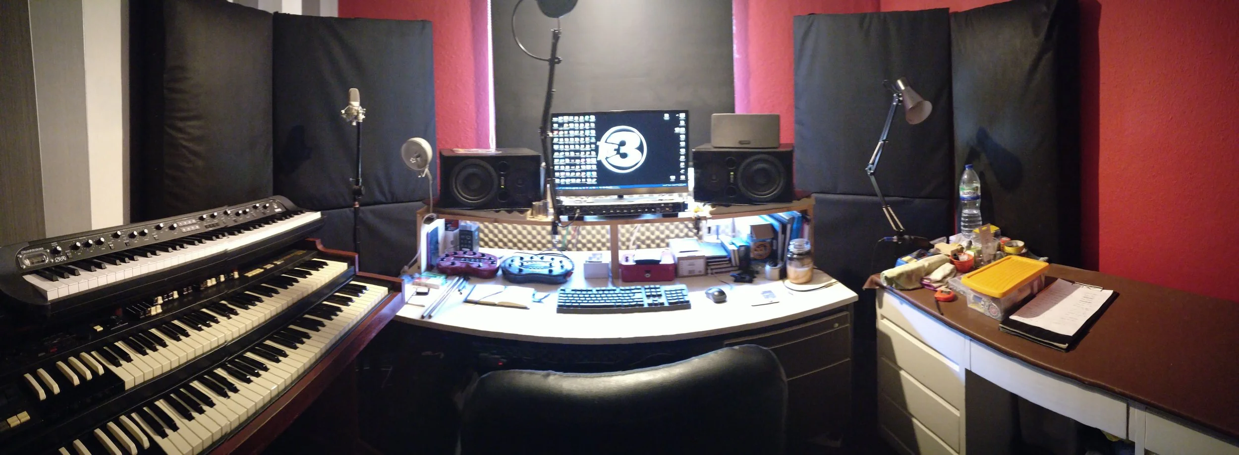 The teaching environment - a small but fully equipped recording studio with access to digital media and many other resources.
