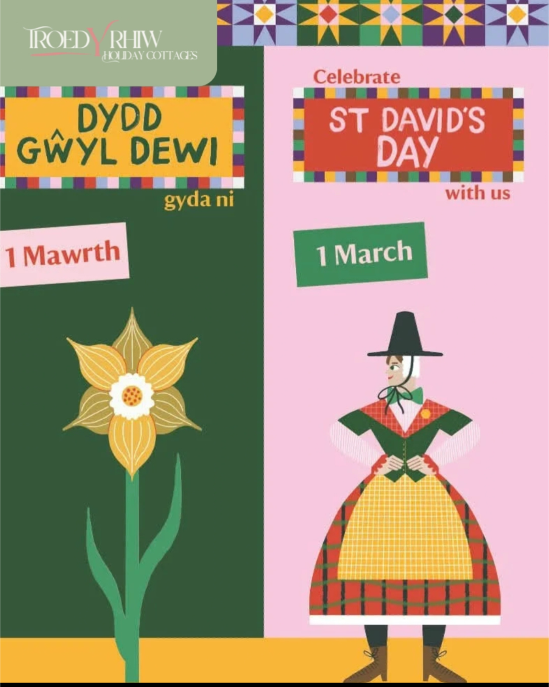 An image depicting a Welsh Lady to celebrate St Davids Day
