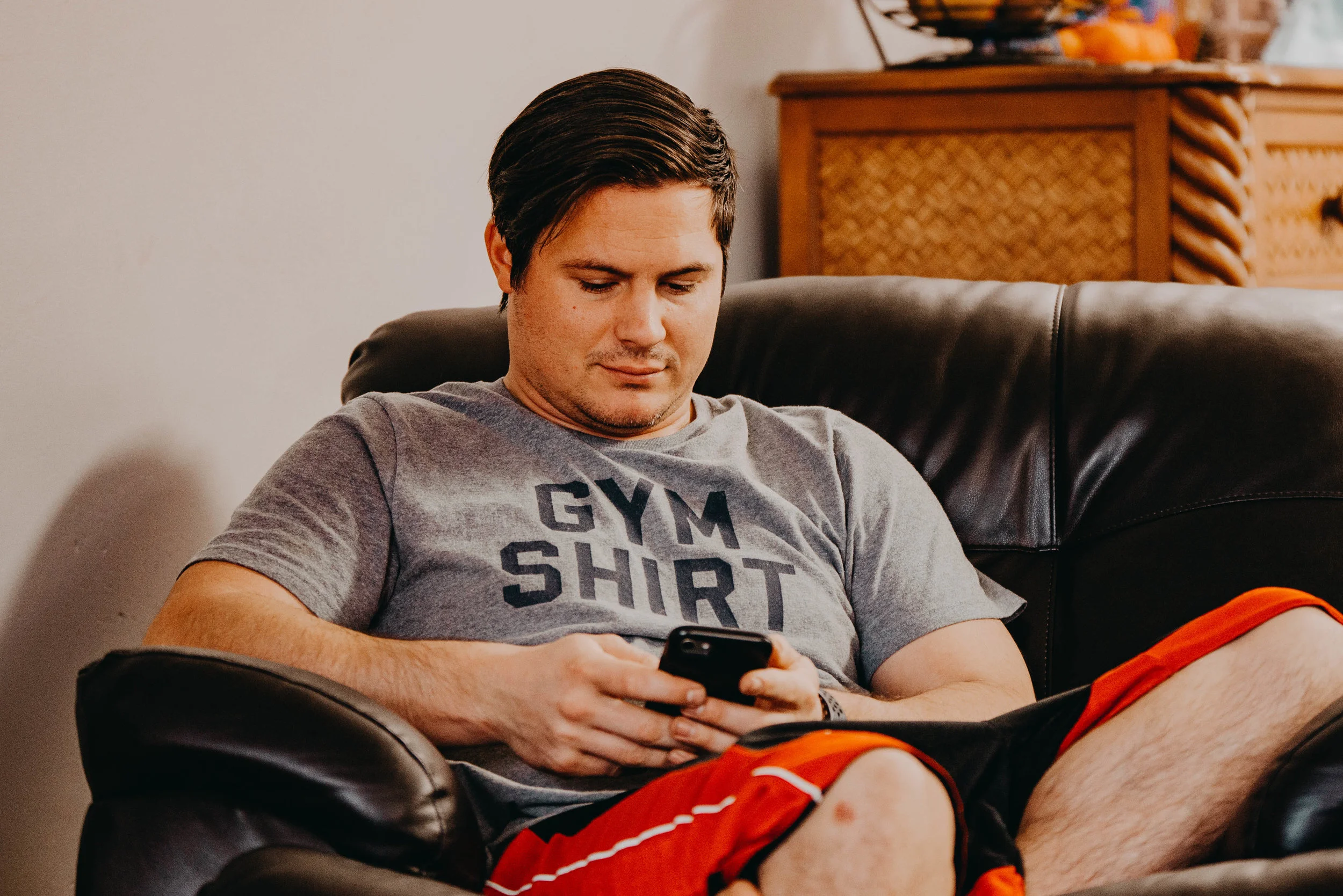 My lovely husband lounging in the recliner on the Christmas Eve.
