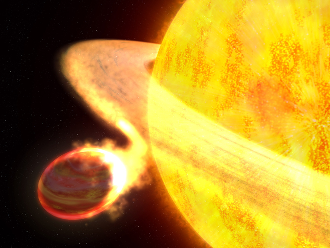 Artist's concept of the exoplanet WASP-12b, Credit: NASA/ESA/G. Bacon
