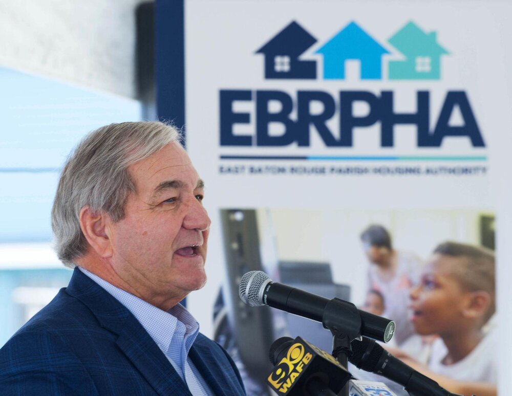  Baton Rouge Area Foundation Executive Vice-President John Spain speaks at a gathering to celebrate the U.S. Dept. of Housing and Urban Development (HUD) $29.5 million Choice Neighborhoods Implementation Grant to East Baton Rouge Parish Housing Autho