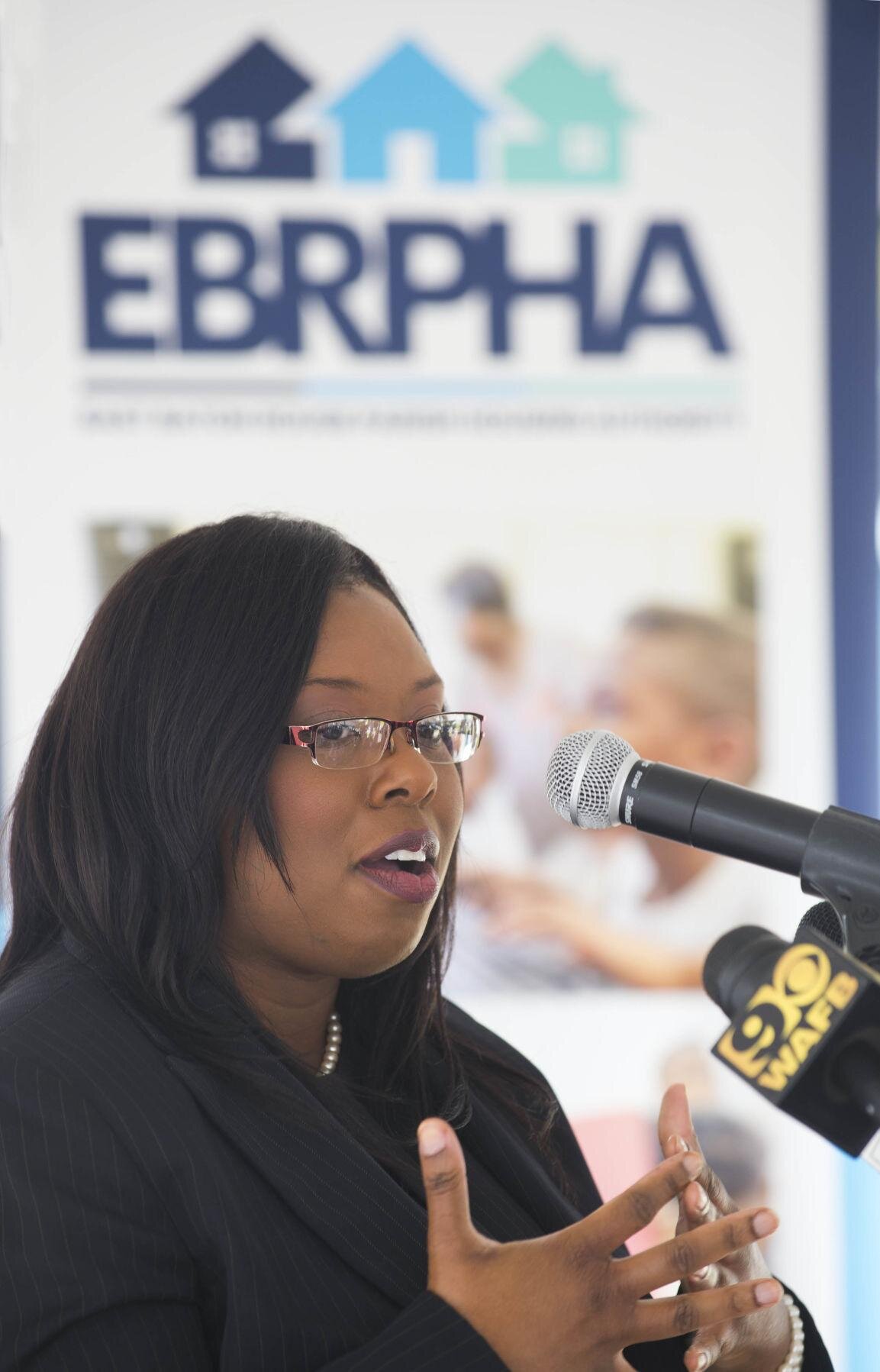  East Baton Rouge Housing Authority board chairman Dianna Payton speaks at a gathering to celebrate the U.S. Dept. of Housing and Urban Development's (HUD) $29.5 million Choice Neighborhoods Implementation Grant to the EBR Parish Housing Authority an