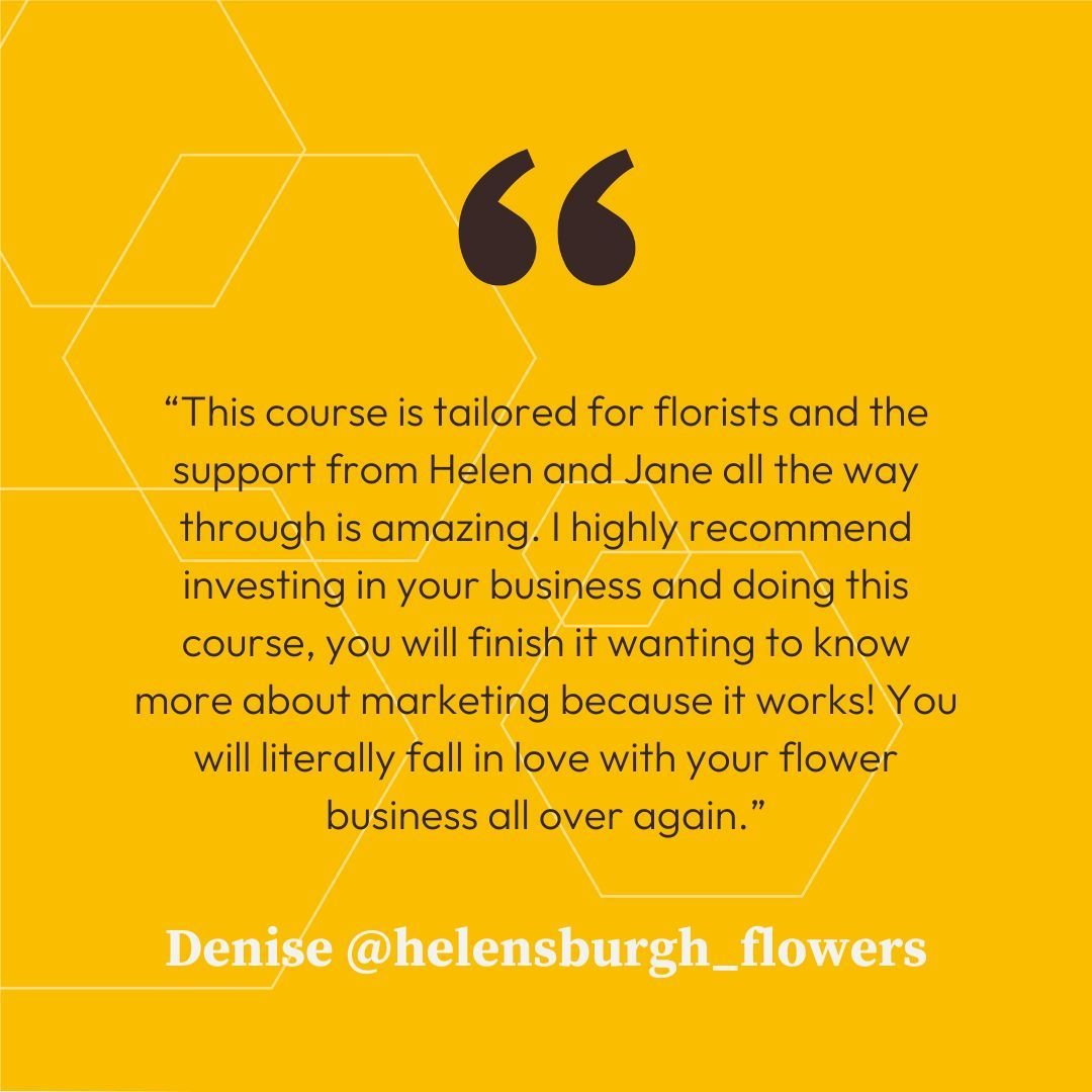 You know when you get those testimonials that literally fill your heart to bursting?

This from Denise at @helensburgh_flowers did exactly that.

Because she summed up EVERYTHING we want this course to be for florists:

🐝 Us as your wing-women, chee