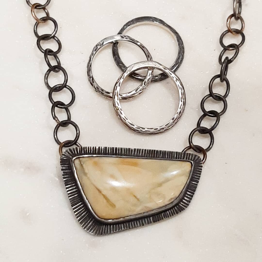 ::Jasper+Silver+Gold Necklace::

::Carved Silver Rings::