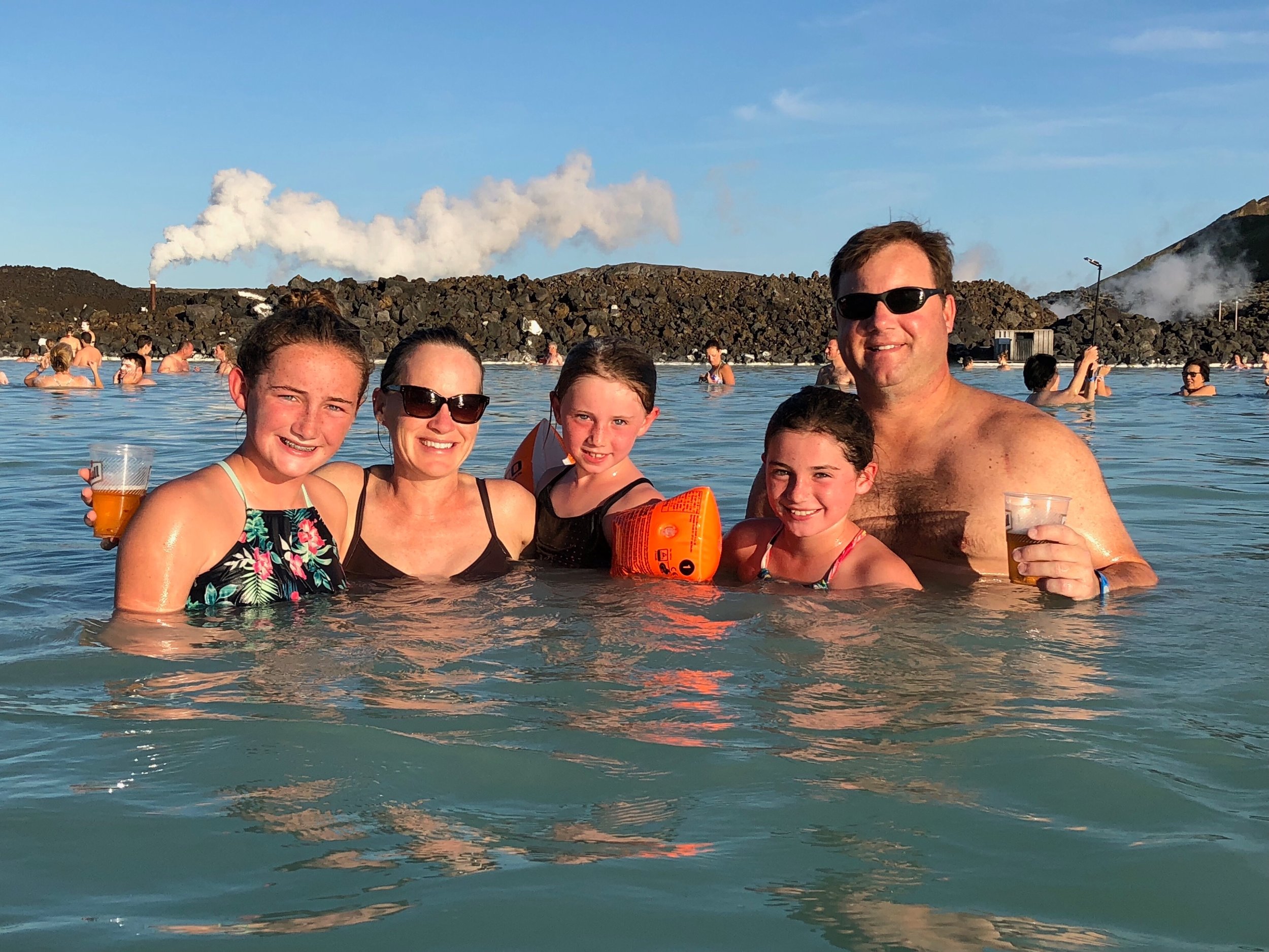 Very happy to complete the first day of our trip at the Blue Lagoon!