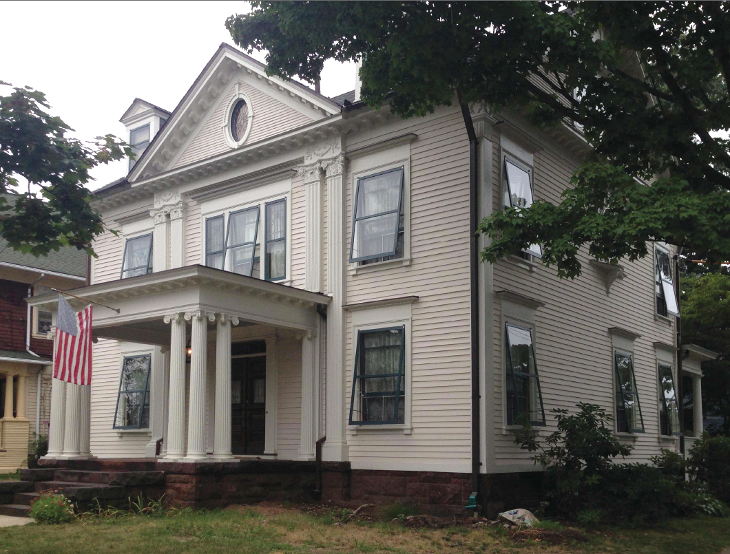 2015 NHPT House Preservation Award Moritz Spier House 678 Orange Street Architect: Brown & Von Beren Date: 1895 Owner: Gina and Robert Naracci Restoration Architect: Gina and Robert Naracci Restoration Date: 2014 New Haven is filled with intact but unrestored vintage homes of enchanting provenance. The Moritz Spier House is one of three houses built next to each other in the mid 1890s designed by architects Brown & Von Beren. This house was purchased in 2005 by Rob and Gina Narracci, two architects who work in the office of Cesar Pelli. Ten years after purchase a meticulous restoration has completely revived the home's exquisite Georgian Revival exterior -- executed as the interior has had many projects reach completion, with many more to come. Personal dedication by devoted homeowners with professional and hands-on expertise has made new what was once threatened by time and neglect.