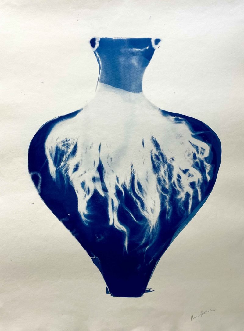 Hannah Rowan, Tresses Vessel , 2021, cyanotype on watercolour paper 100 x 70 cm