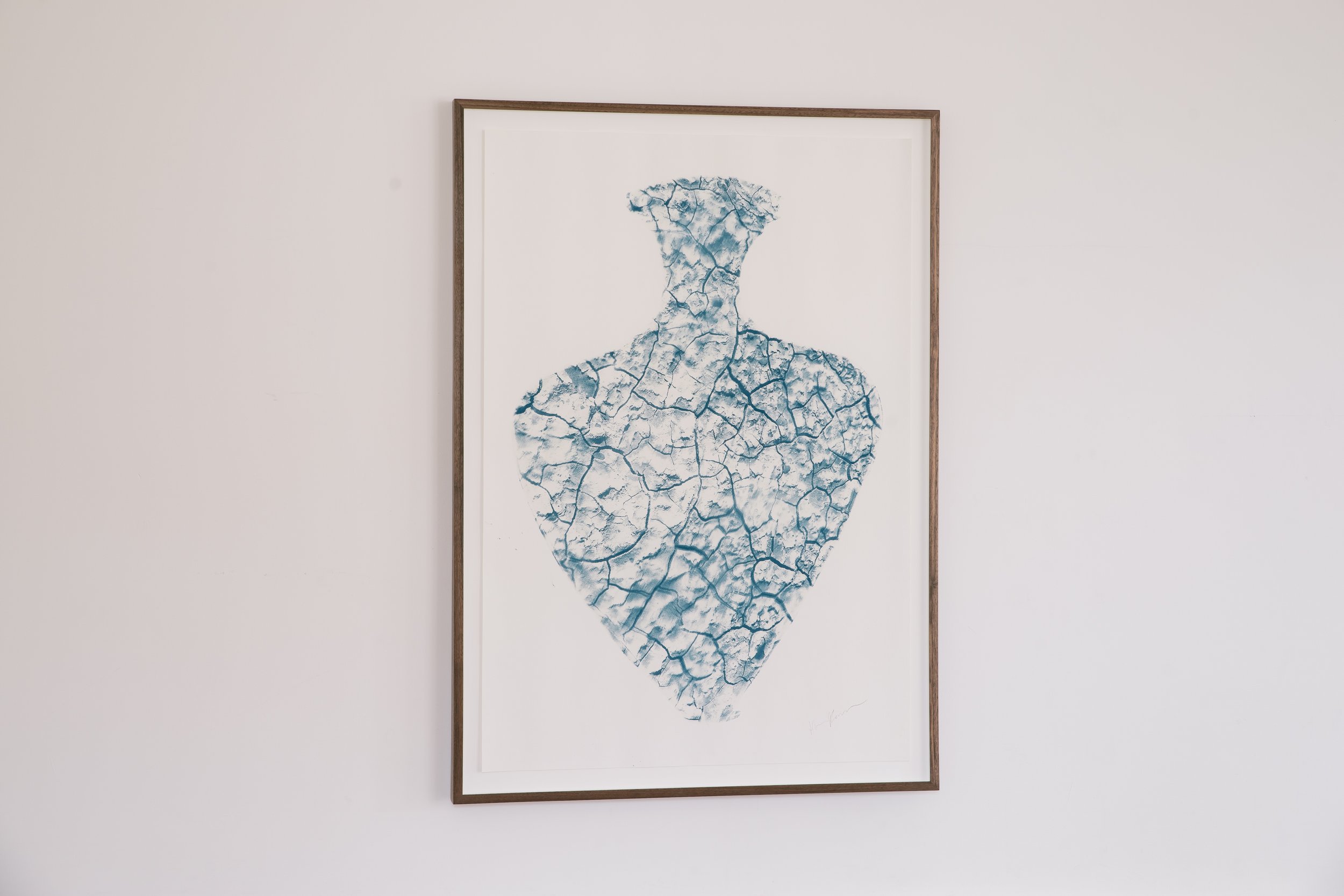 Hannah Rowan, Desert Vessel, cyanotype on cotton paper, 110 x 70cm, framed in walnut, unique artwork.