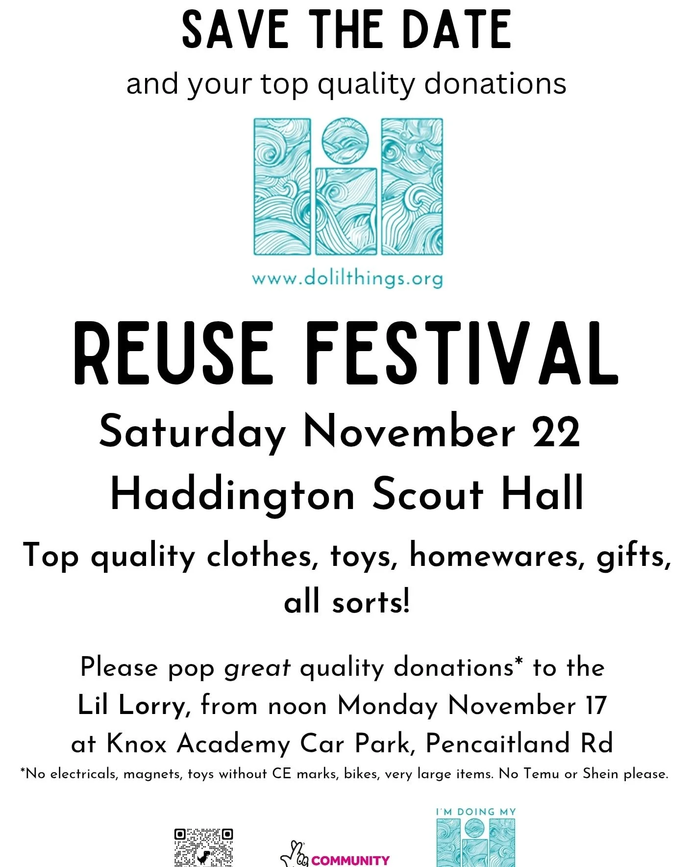 🎁🎁Anyone got surplus moving boxes or giant laundry bags? 🎁🎁 

We would love them to help us sort all the fab donations to the lorry (at Knox car park from Monday lunchtime). 

A gentle reminder request for your quality clear out items that could 