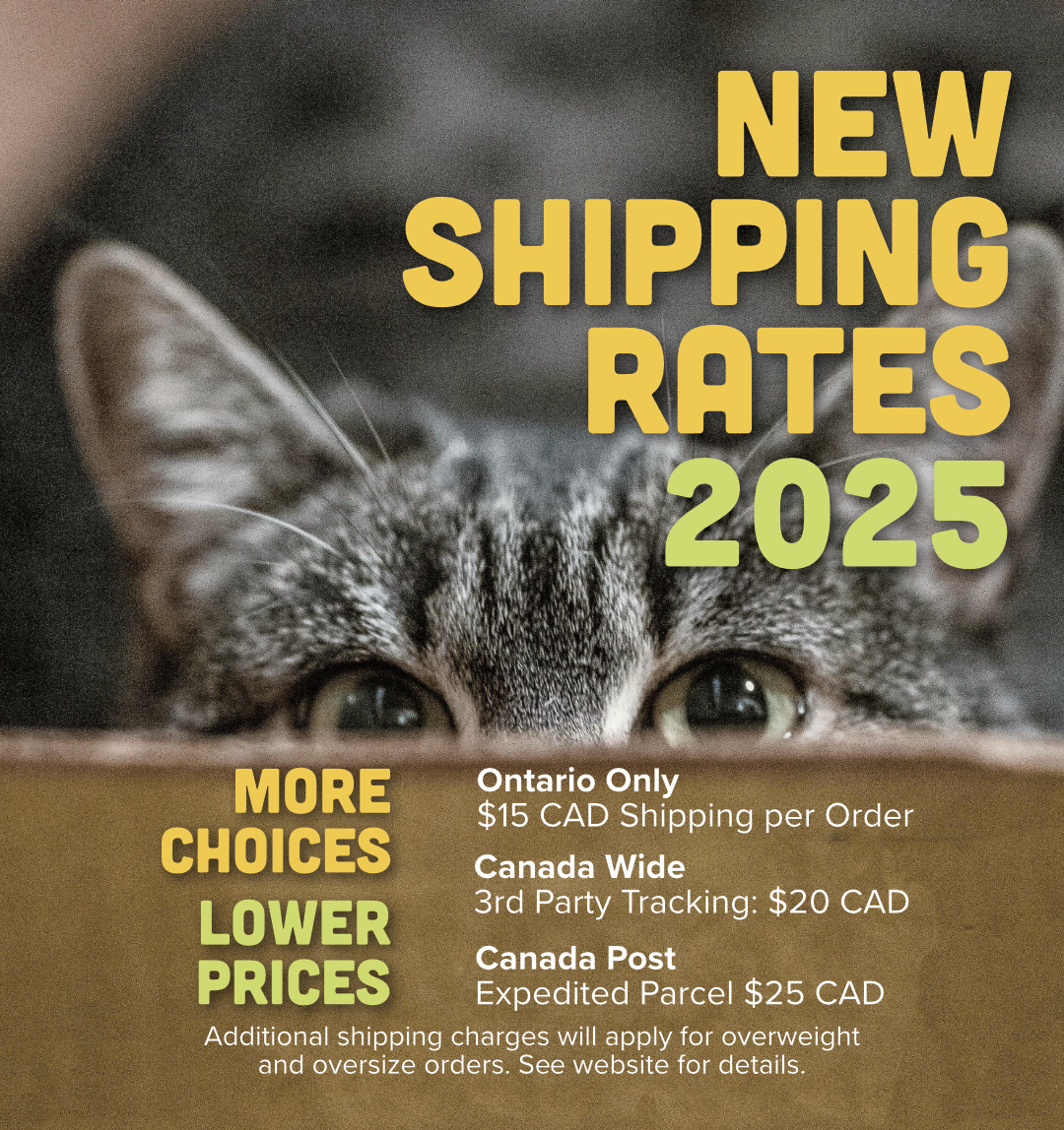 New shipping rates for 2025, including options for Ontario, Canada wide, and Canada Post.