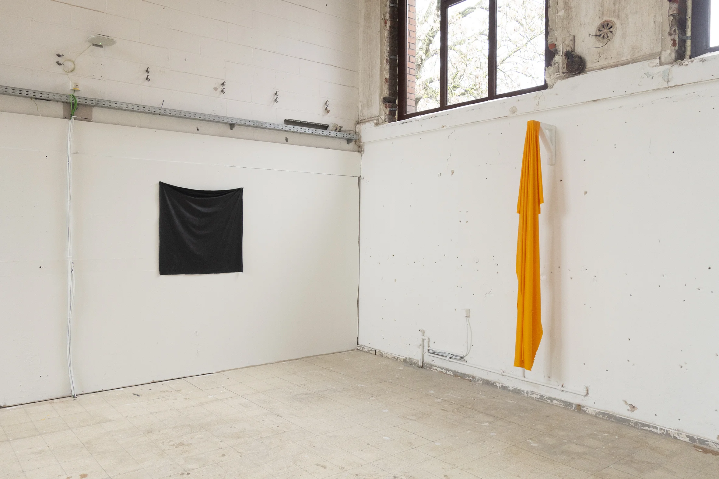 "Malevitch", acrilic, 120 x 120 cm. "Marsyas", acrilic, 200 x 20 cm.