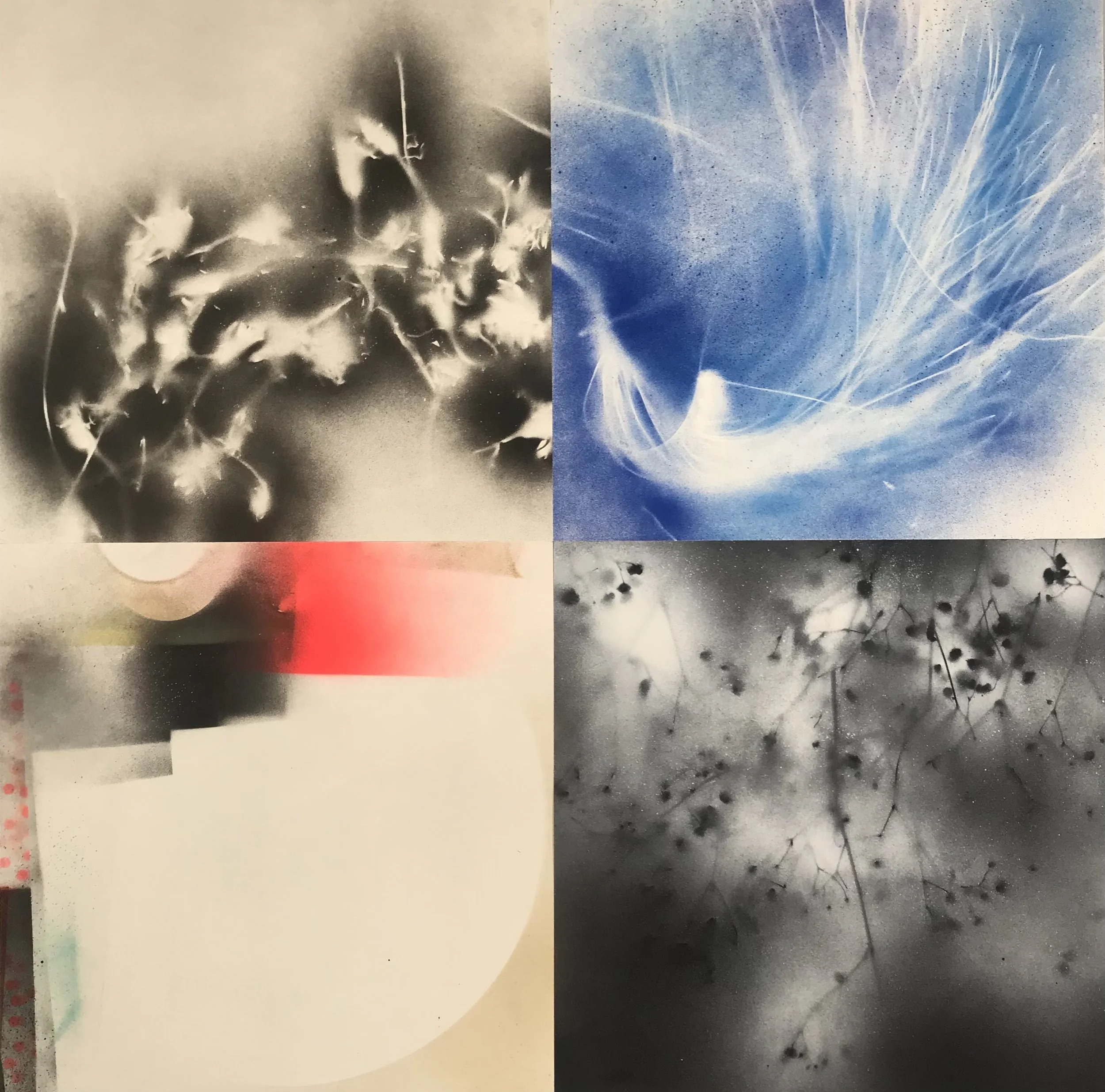 "Flow," acrylic spray paint on Sennelier paper, 25 x 25," 2023, $2200