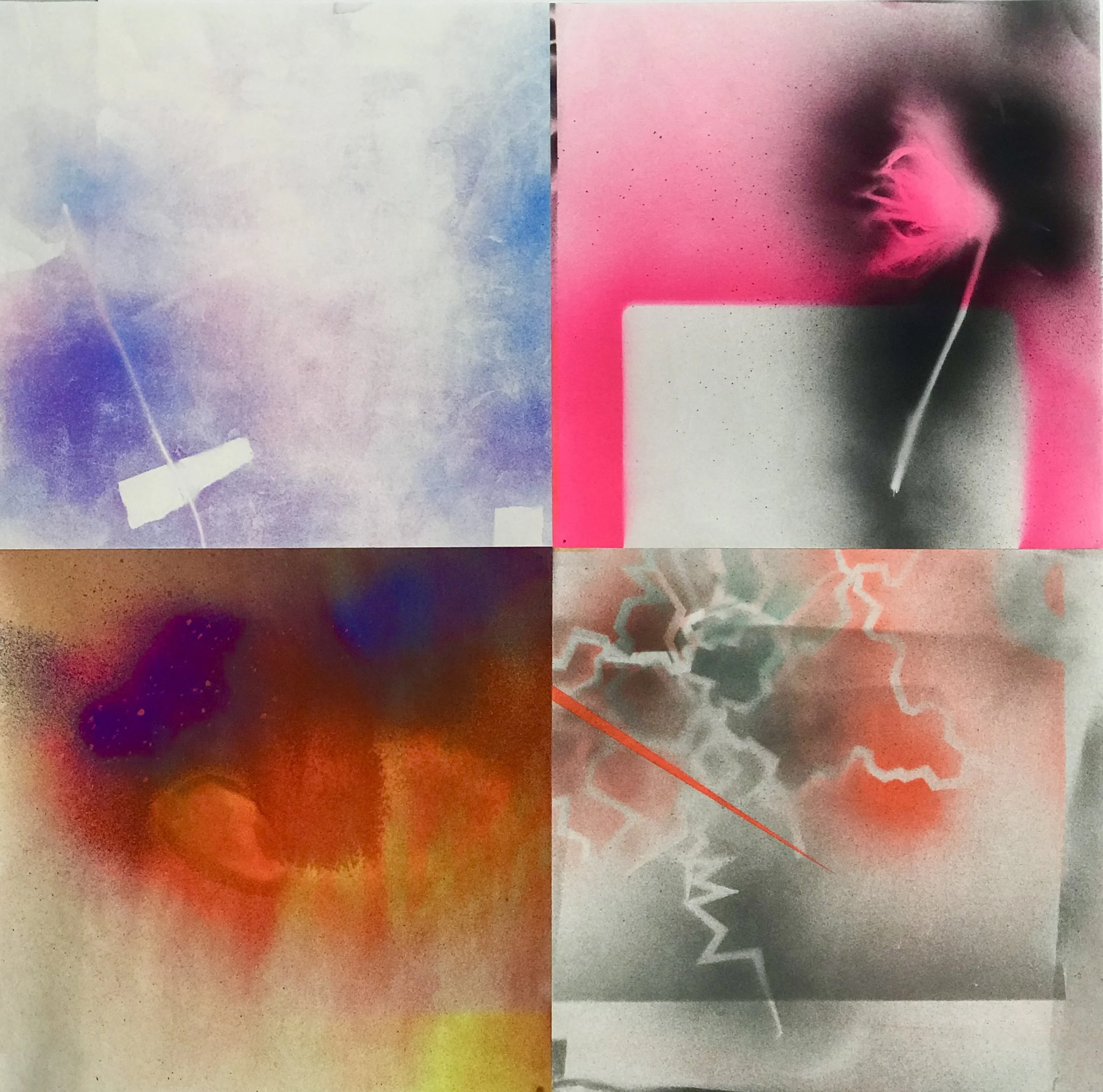 "Blown Away," Acrylic Spray paint on Sennelier paper, 20 x 20," 2023, $1500