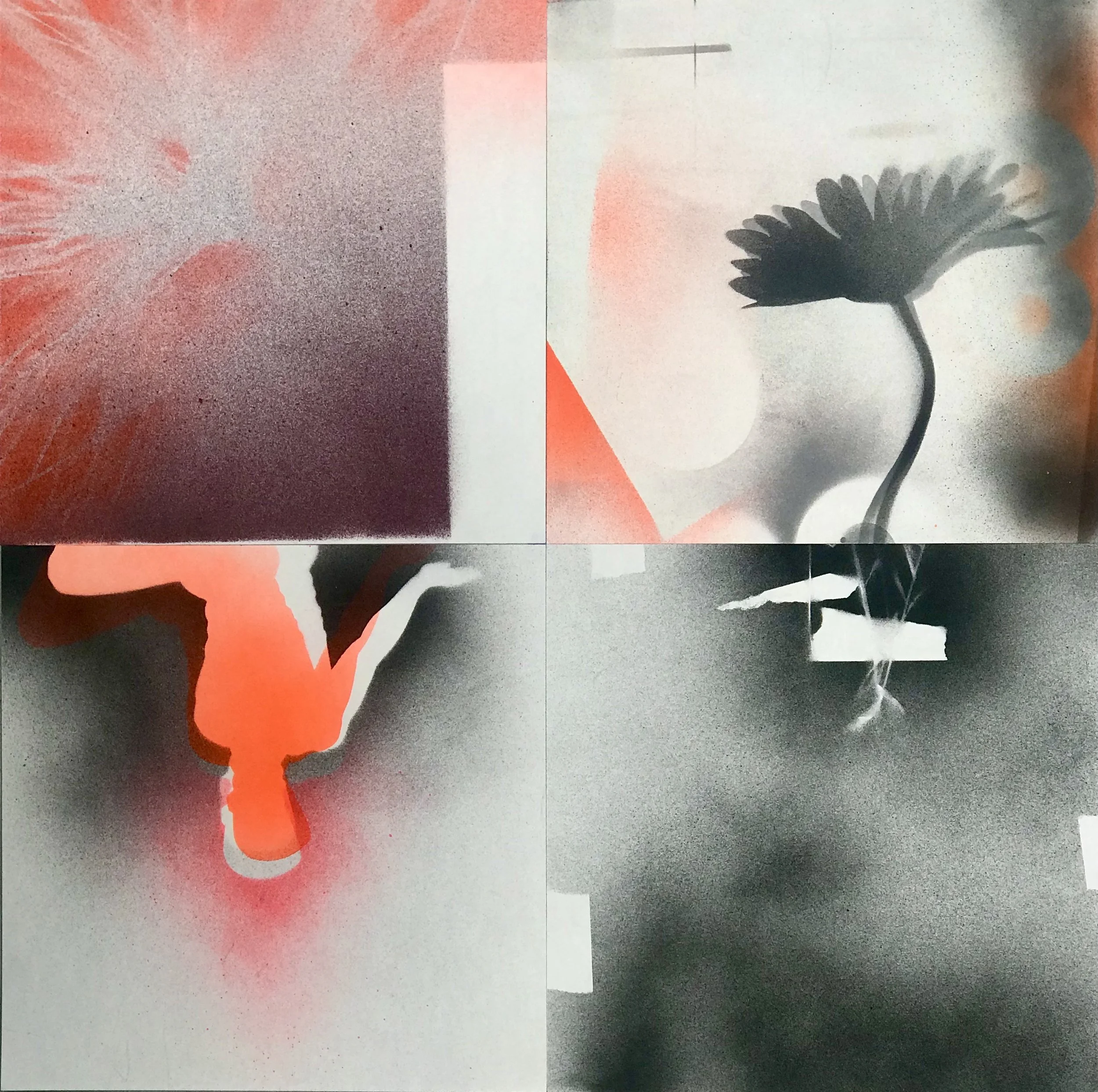 "Afternoon," acrylic spray paint on Sennelier paper, 20 x 20, 2023, $1500